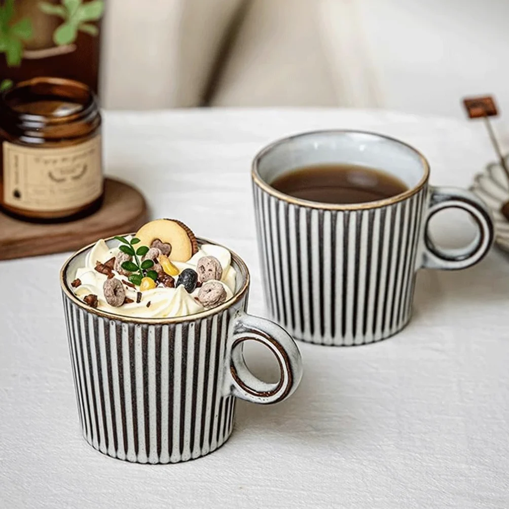 ENGENDER Tazas Cafe Taza De Café con Leche De Cerámica Americana con Asa Retro Mug Cups