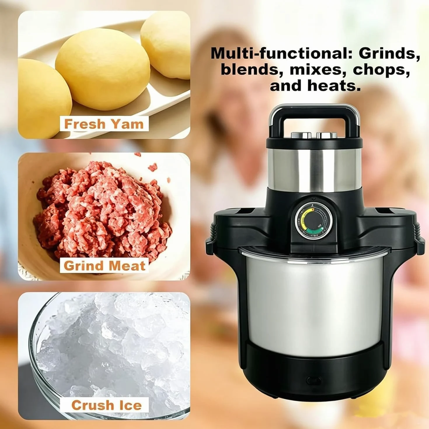 Procesador de alimentos y picadora de carne de acero inoxidable de 220 V 1600 W, 6 litros