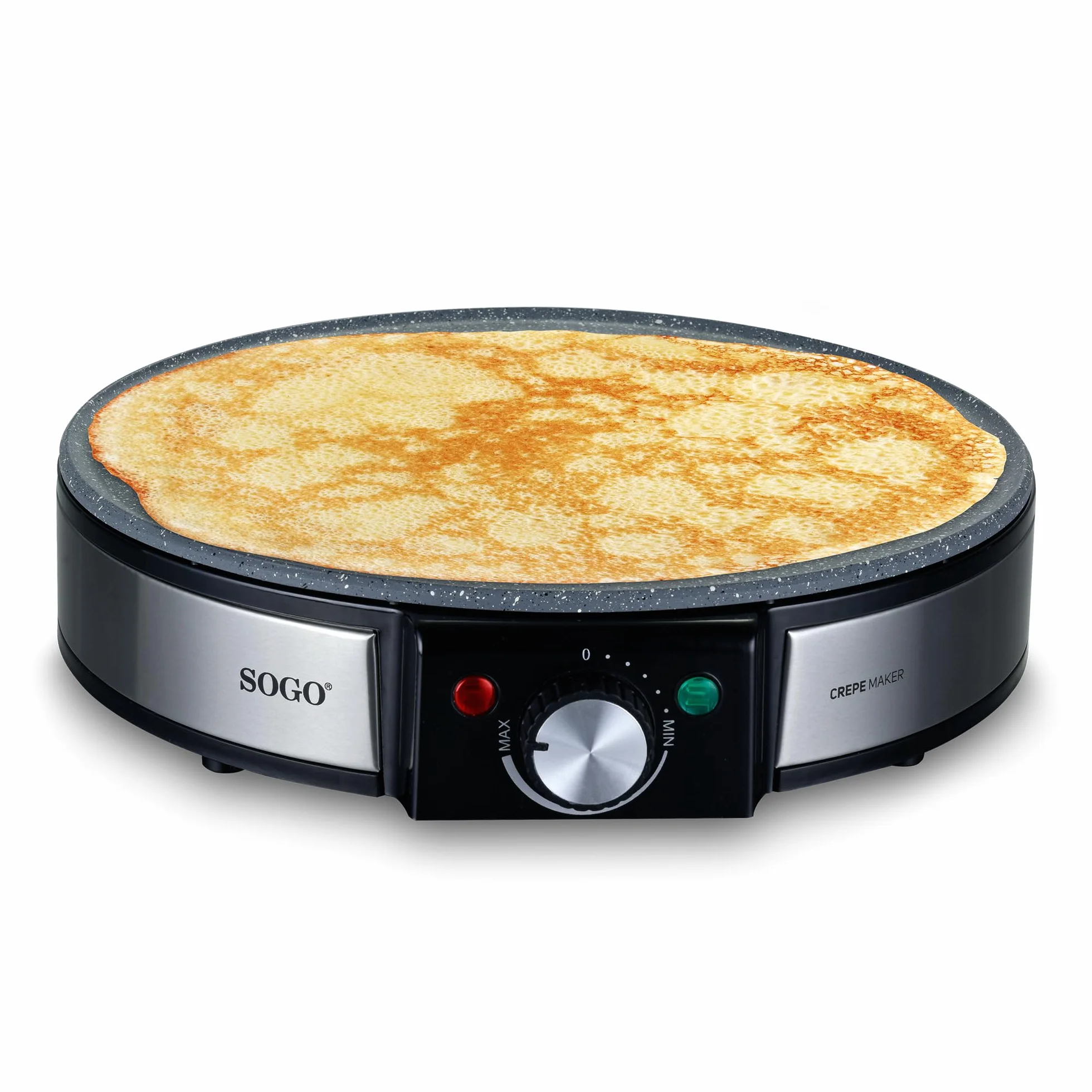 SOGO Crepera Eléctrica Antiadherente 1200W y 30CM - Crepera con 5 Niveles sin PFOA - Waffle Maker con Termostato Ajustable - Waflera con Protección Sobrecalentamiento – Electrodomésticos Cocina