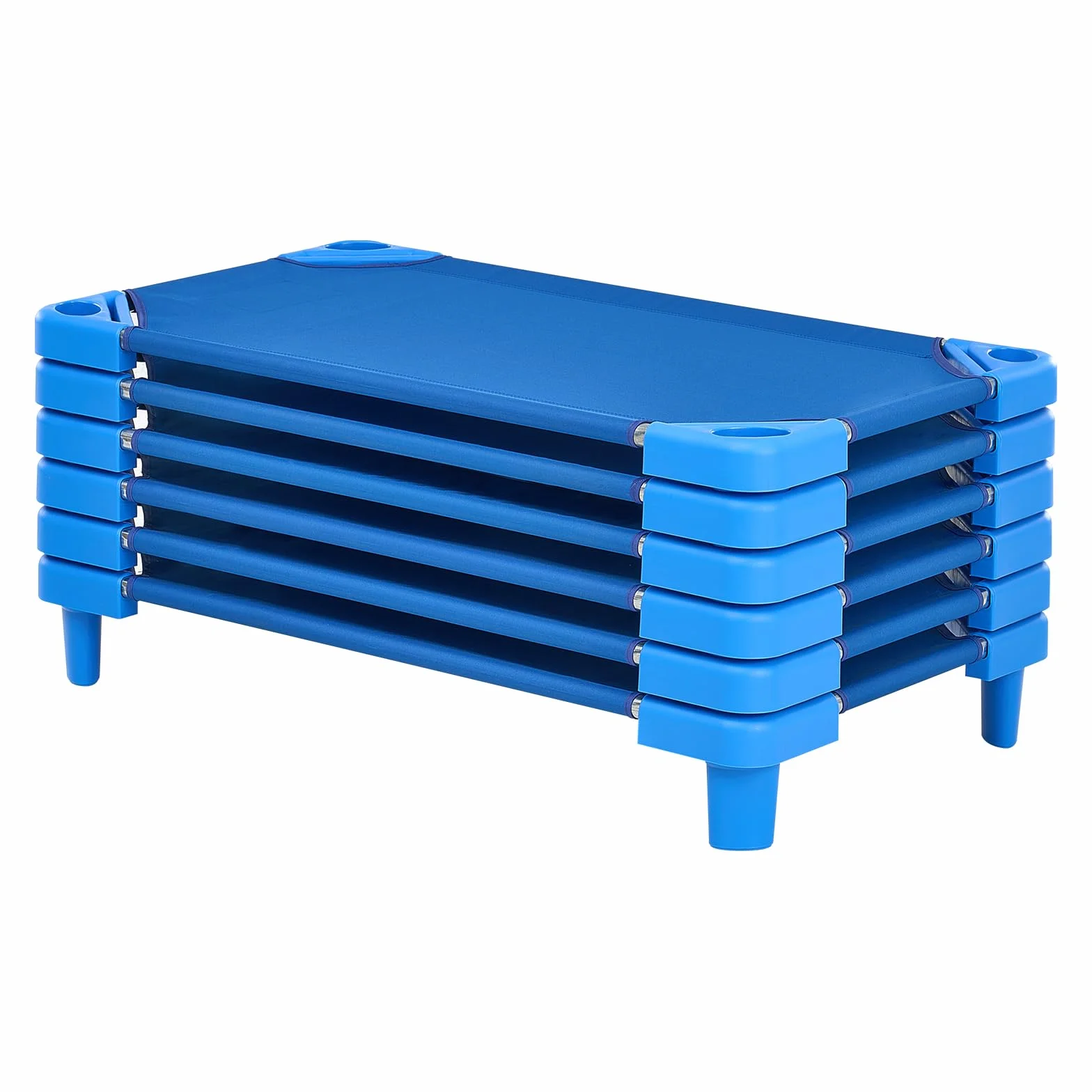 VEVOR Cuna Apilable para Niños 6 Piezas Cuna Portátil para Siesta de Niños 102x57 cm Cunas para Guardería para Niños Camas para Guardería en Aulas Preescolares para Dormir, Descansar, Siestas, Azul