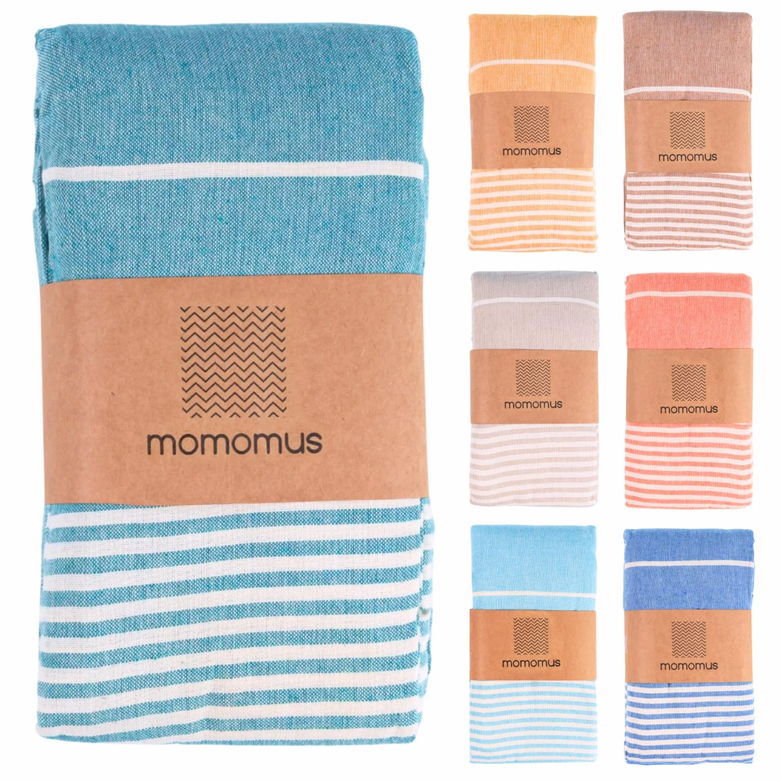 MOMOMUS Fouta Playa XXL, con Flecos y 100% Algodón – Ideal como Toalla de Playa Grande Antiarena, Manta de Picnic, Pareo Gigante o Esterilla Ligera para Piscina – Verde Mar, 210x240 cm