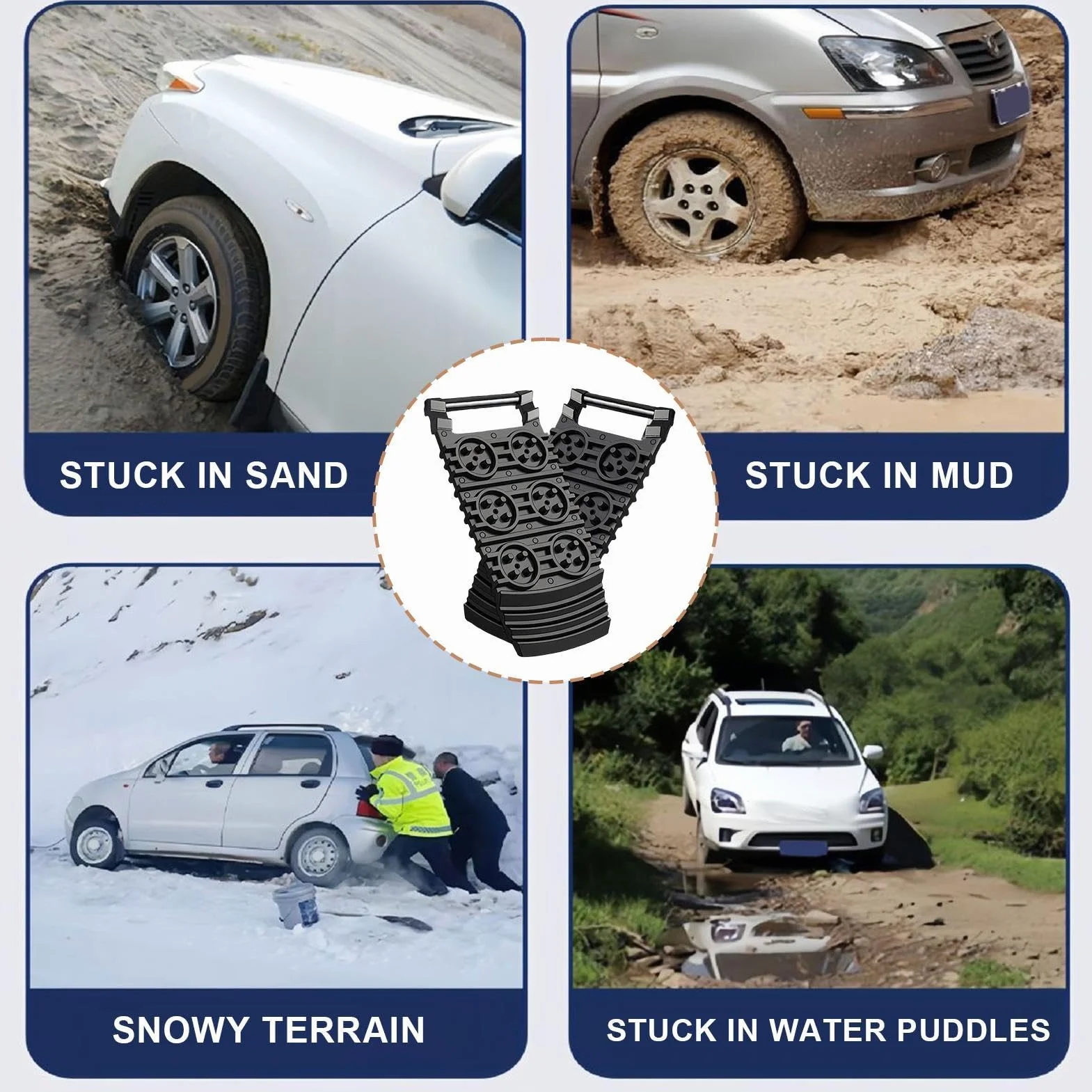 Genérico Traction Boards – 12.4 Inch Recovery Track Ramps | PE Heavy Duty Mats – Dúrable Off-rôad Vehicle Rescue Traction Aids for Mud Sand Snow and Rócky Outdoor Overlanding Trips