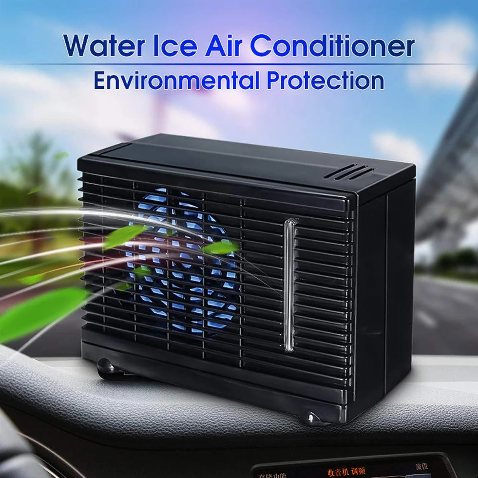 Aire Acondicionado Portátil para Coche de 24 V, Mini Ventilador Enfriador de Aire Evaporativo con Tanque de Agua Fría para Camión, Hogar, Camping (Negro)