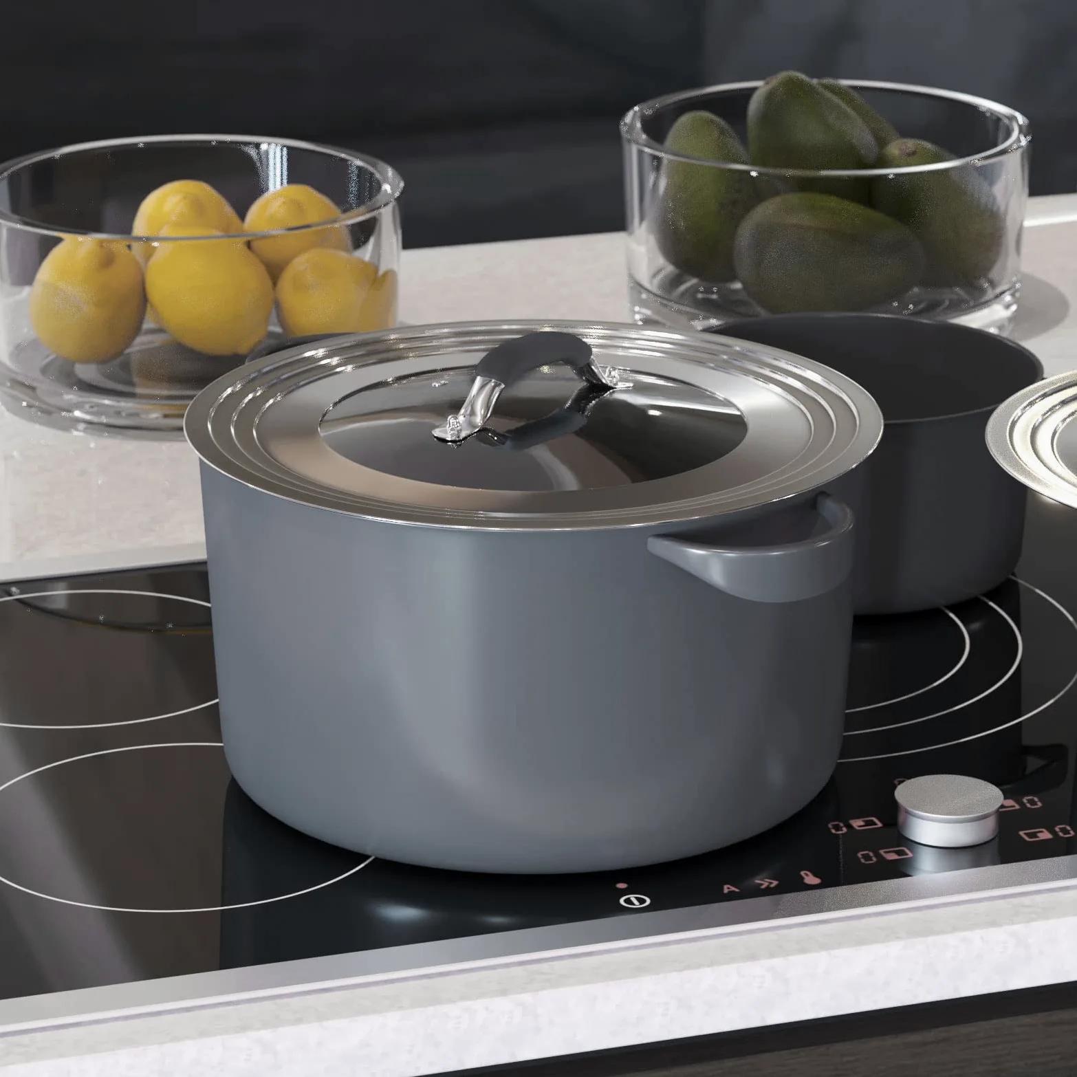 Tapa Universal Para 21 – 31 cm Sartenes, Ollas, Cacerolas y Woks, Tapa de Cristal con Borde de Acero Inoxidable, Cubierta Universal de Ollas con Mango de Silicona Resistente al Calor, Negra