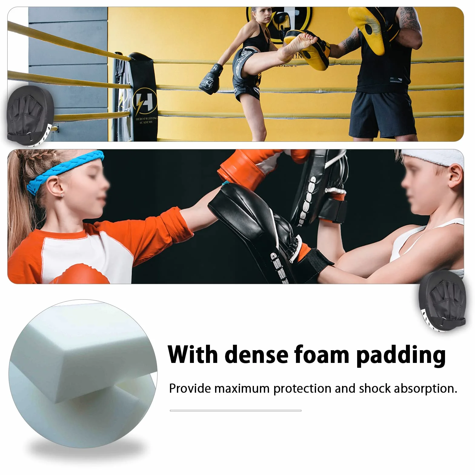 Paquete de 2 Leather Boxing Mitt Training Target Focus Punch Pad Glove Karate Muay Thai Kick MMA