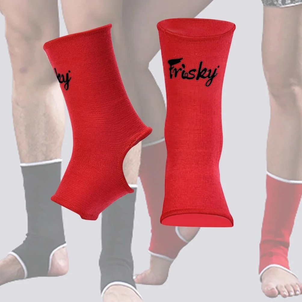 Harilla Muay Thai Tobillera Envolturas Kickboxing Equipo Soportes para Pies Boxeo Tobilleras para Correr MMA, Rojo