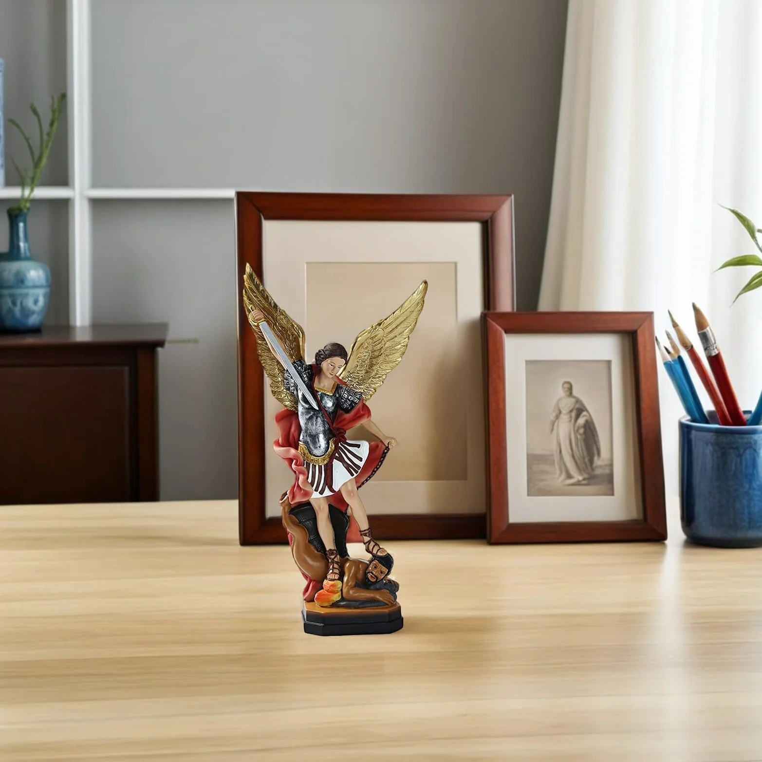 Garneck Figurita de Estatua de Demonio Matador El Mensajero Arcángel Figurita Decorativa Estatua Decoración del Hogar