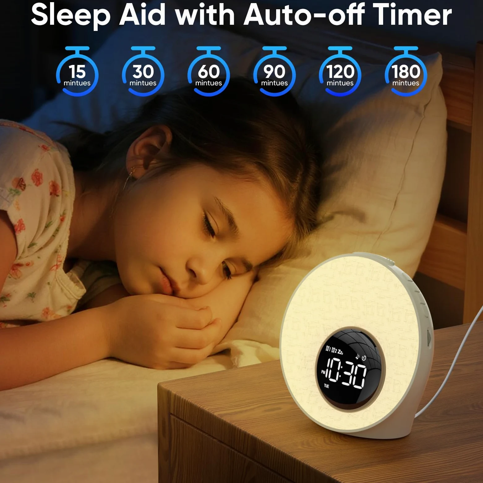 AFEXOA Despertador Luminoso Simulador de amanecer, Despertador Simulador de amanecer en Lámpara de noche LED, Despertadores para Personas en Sueño Profundo
