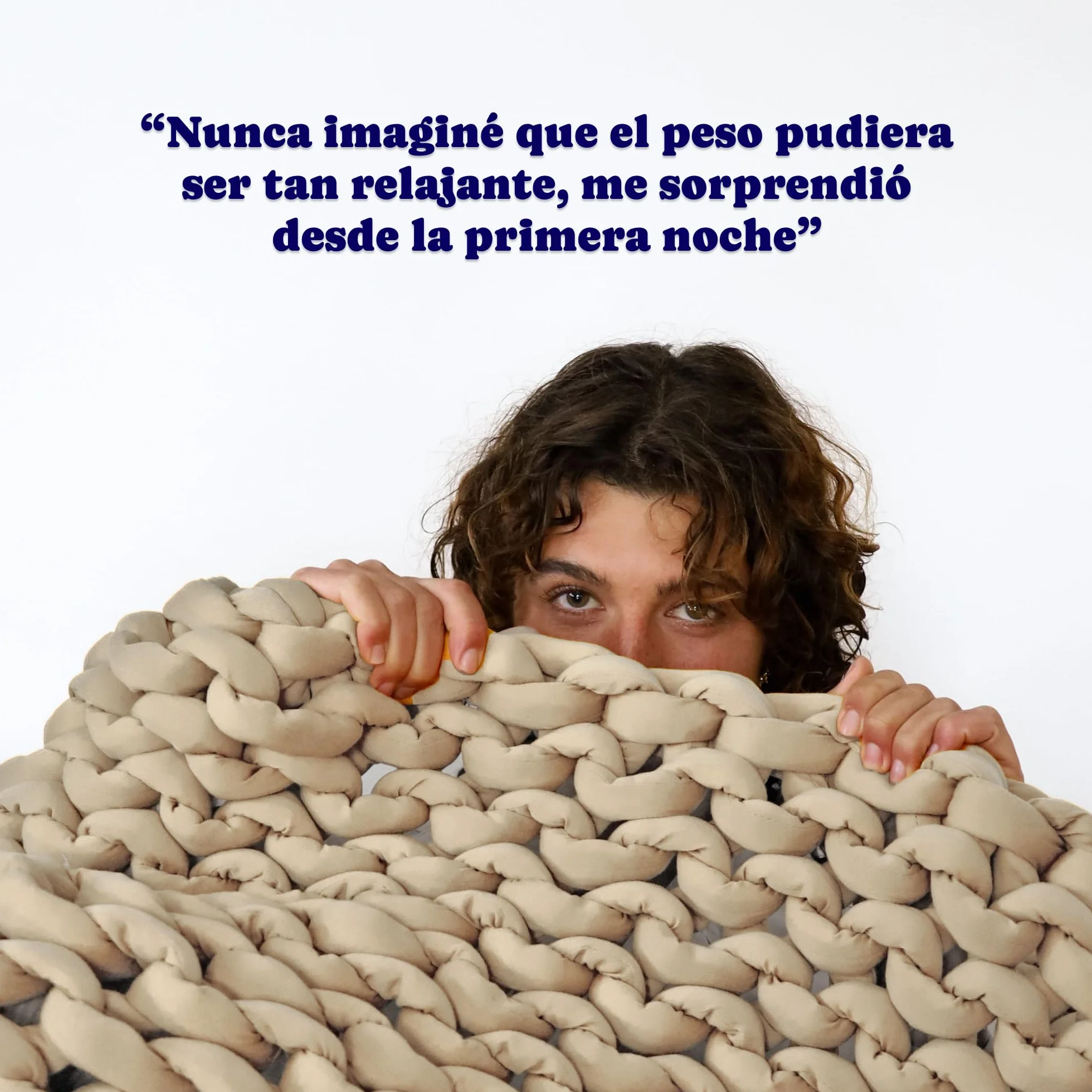 SIESTA Manta Pesada (Heavy Blanket) – Diseño Trenzado Premium Beige (7 kg) - Manta Ponderada Que Reduce Ansiedad y Ayuda a Dormir Profundo – 100% rPET Sostenible, Transpirable y Lavable a Máquina