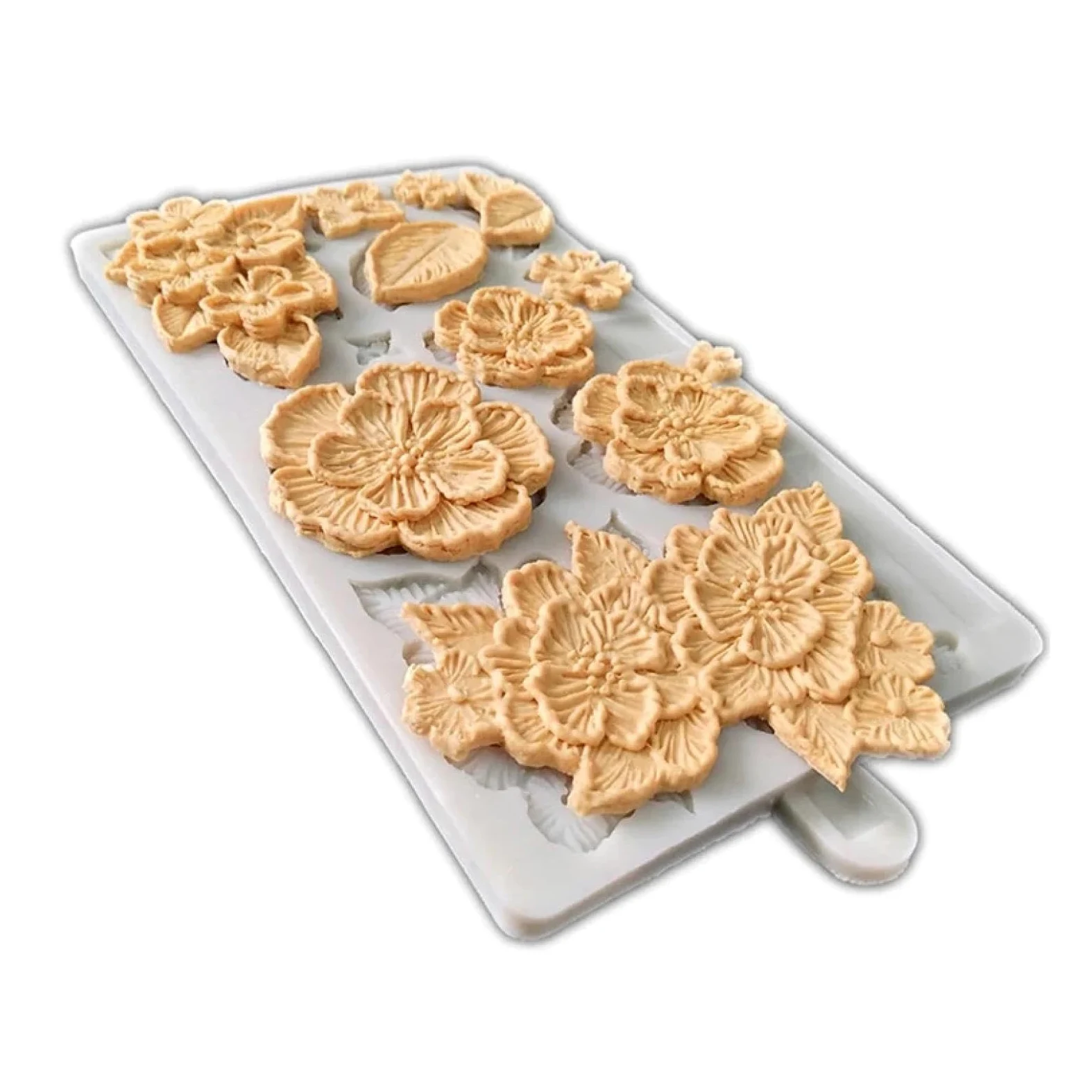 Moldes de silicona, moldes para hornear, 20 x 11,7 cm, diseño de hojas de flores, molde de silicona para galletas, cupcakes, chocolate, fondant, herramientas de decoración de pasteles