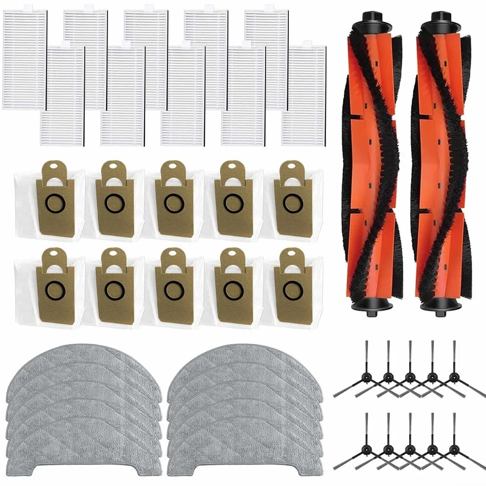 Kit de piezas de repuesto para aspiradora compatible con RV1 Pro y RV1 Pro Max, incluye filtro de cepillo lateral principal, bolsa de polvo y cepillo de rodillo para limpieza profunda