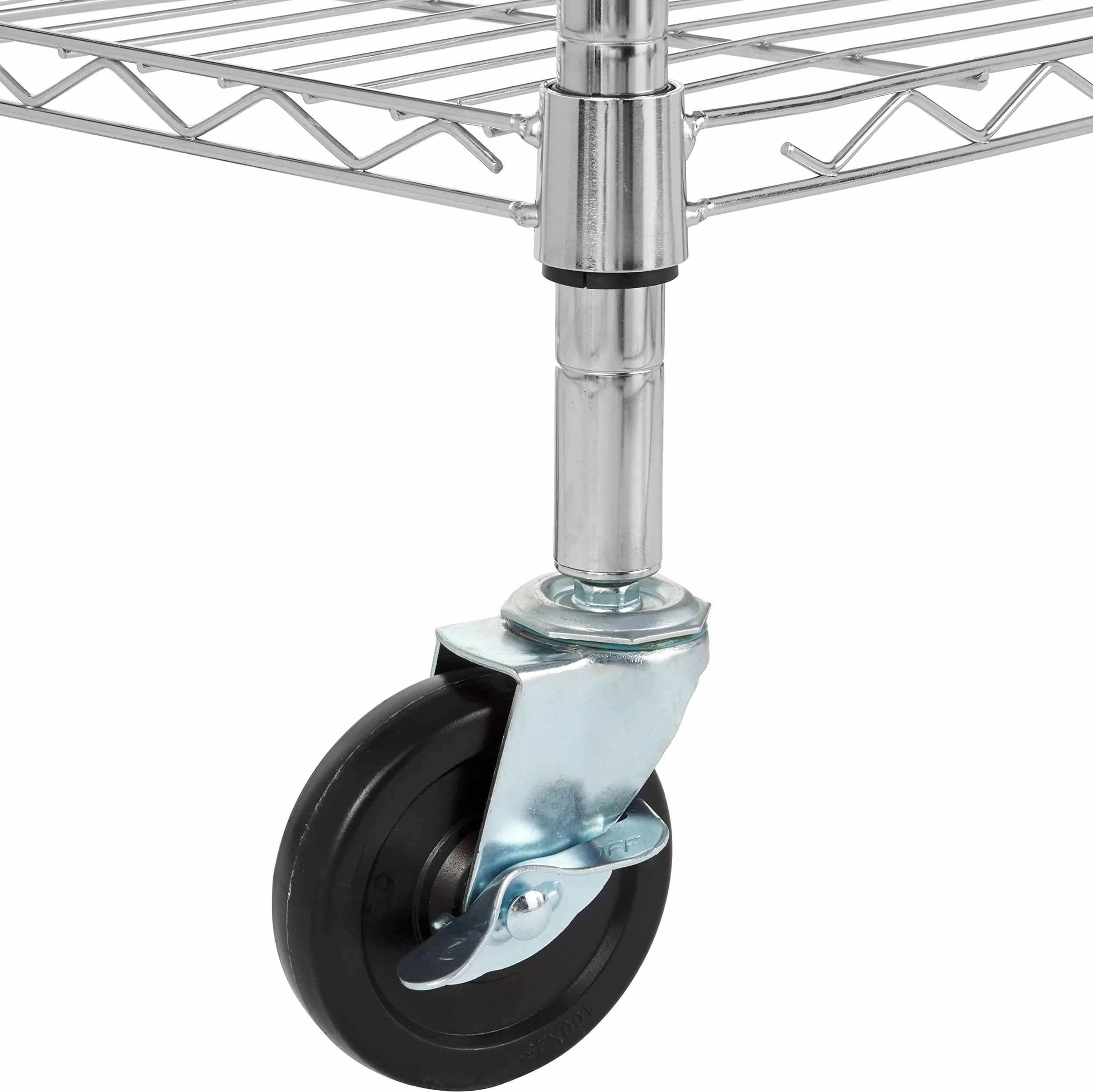Amazon Basics 3 Niveles Carrito con Ruedas para microondas, 53.34cm x 38.1cm x 93.22cm (LxWxH), Madera/Cromado, 2 baldas