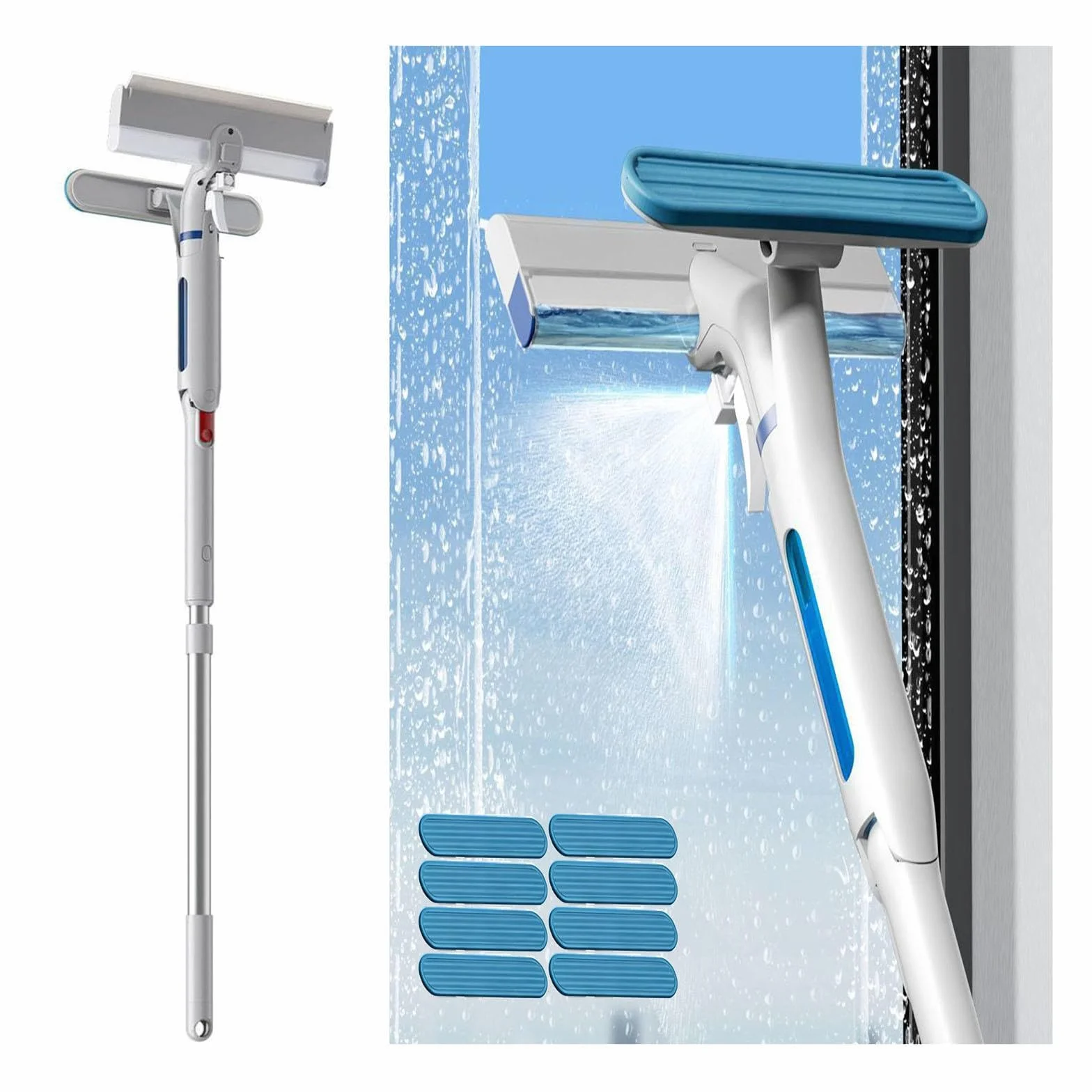 Limpiacristales con Pulverizador de Ventanas con Depósito de Agua Residual Limpiacristales en Spray de Doble Cara Adecuado para Múltiples Escenarios