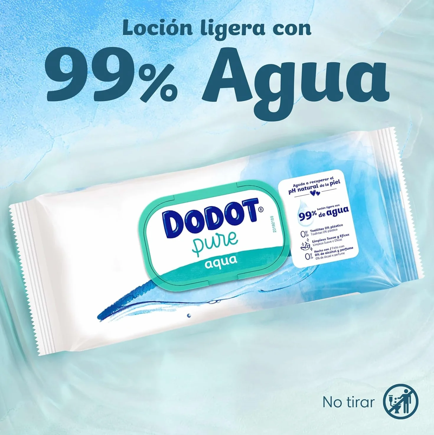 Dodot Toallitas Pure Aqua Para Bebé 1152 Toallitas 24 Packs 99% Agua Sin Plástico