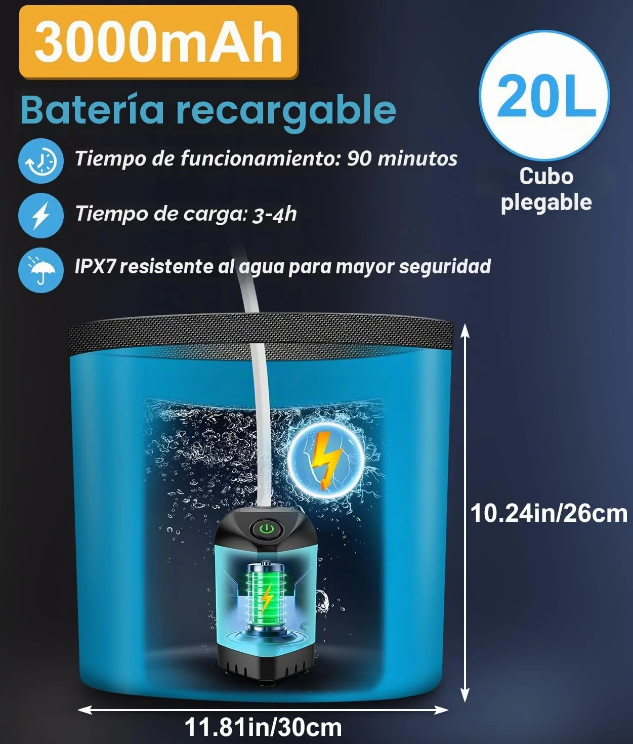 WADEO Ducha Portátil Camping 6000 mAh Bomba Agua 20L Kit Exterior