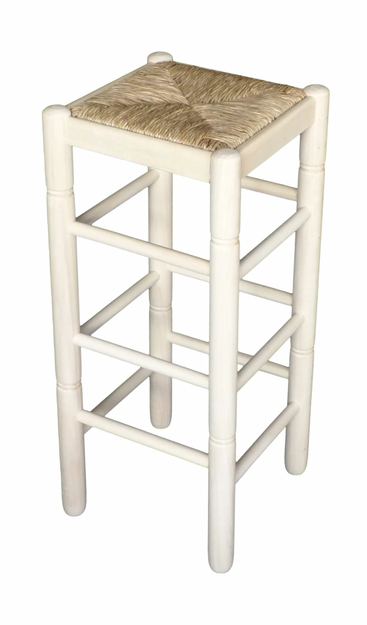 GRECA Taburete Alto Asiento Enea. En Madera en Crudo. Ideal para Pintar.