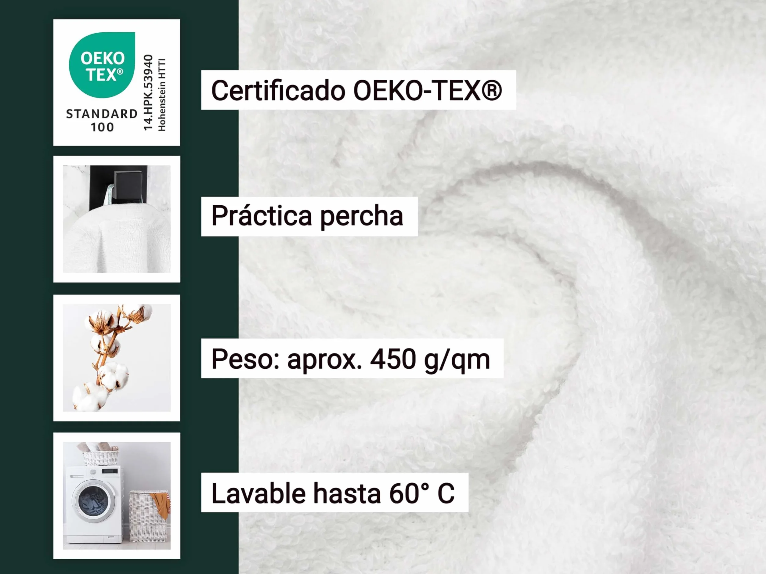 ZOLLNER Juego de 10 Toallas de Invitados: Toallas pequeñas y mullidas de 30 x 50 cm, Lavables a 60 °C, de algodón, en Color Blanco, Calidad hotelera, con certificación Oeko Tex®