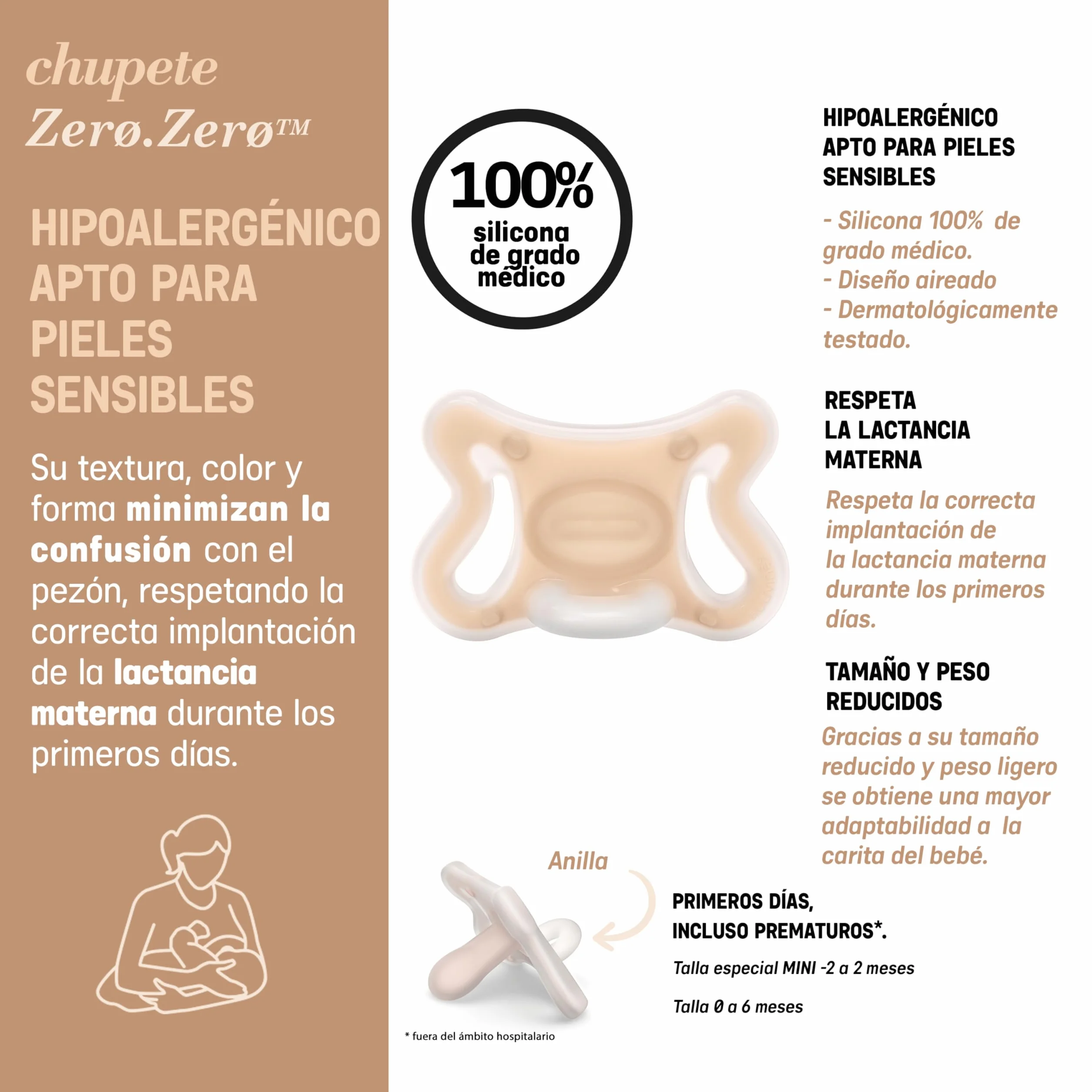Suavinex Chupete Recién Nacido Zero Zero Tetina Fisiológica SX Pro 0-6 Meses Hipoalergénico Silicona
