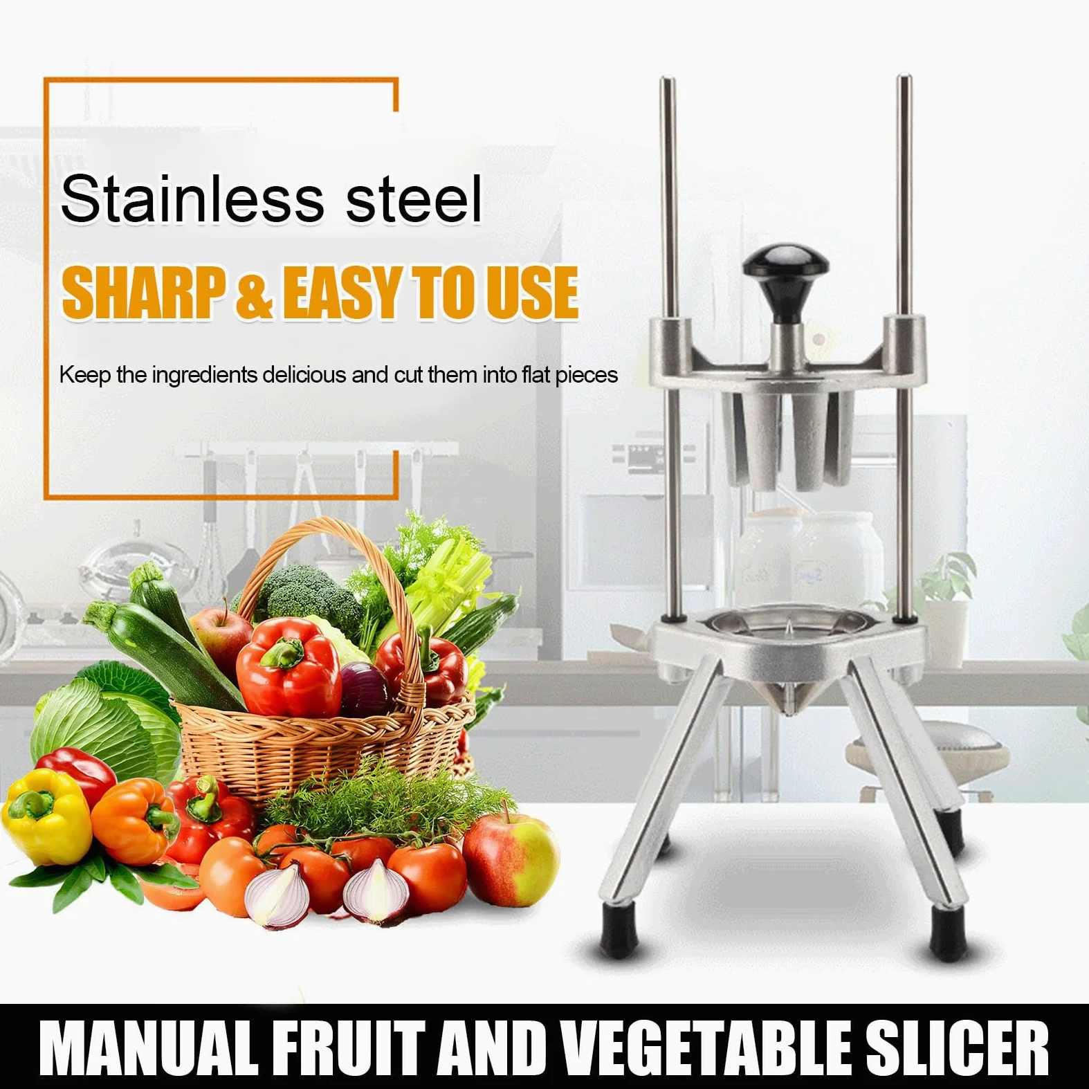 Cortador de frutas, cortador de limón/lima con hoja de acero inoxidable, 6 pétalos, divisor manual de verduras para bares, restaurantes, fiestas, cocina