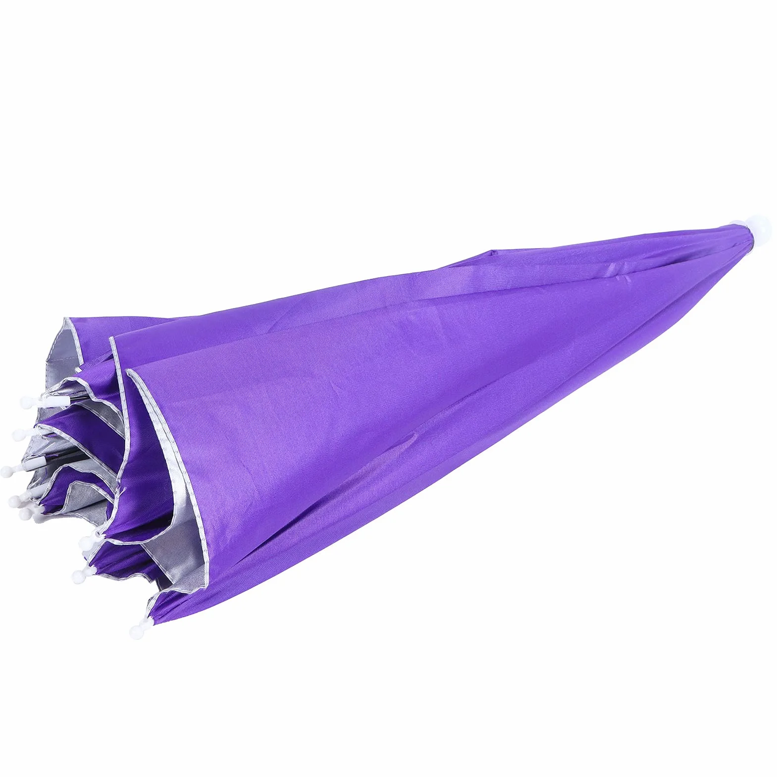 Buachois Paraguas de Pesca a Prueba de Viento con Protección Solar, Gorro de Paraguas Manos Libres Plegable para Senderismo (Púrpura)