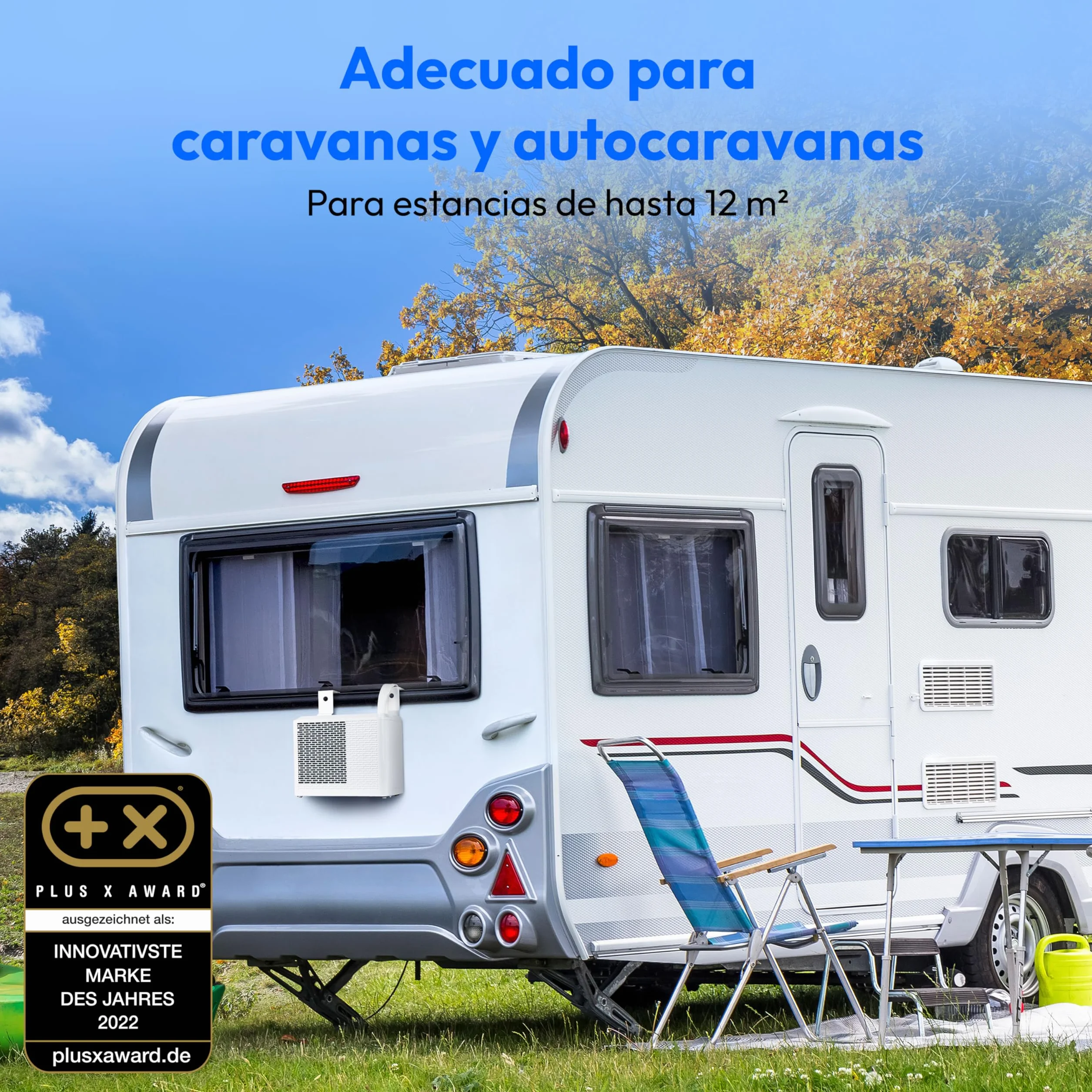 MEDION Smart Split Aire Acondicionado Caravana P502 (5000 BTU, 3 en 1, Refrigeración, Deshumidificación, Ventilador, hasta 12 m², ideal para caravanas, Campers, Modo Nocturno, WiFi, App, MD 37735)