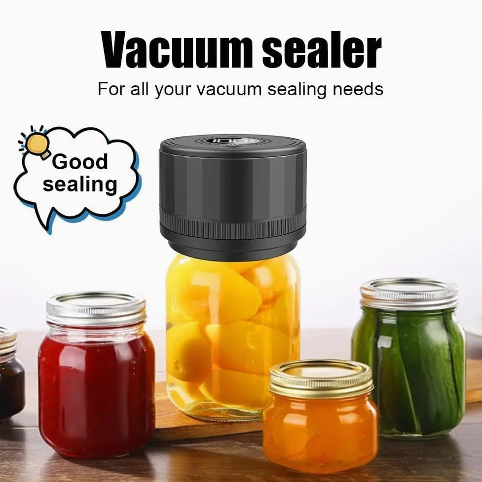 Sellador al vacío de tarros Mason, Kit de Sellado al vacío de Alimentos con Parada automática, Recargable por USB, máquina de Sellado al vacío para Almacenamiento y fermentación de Alimentos