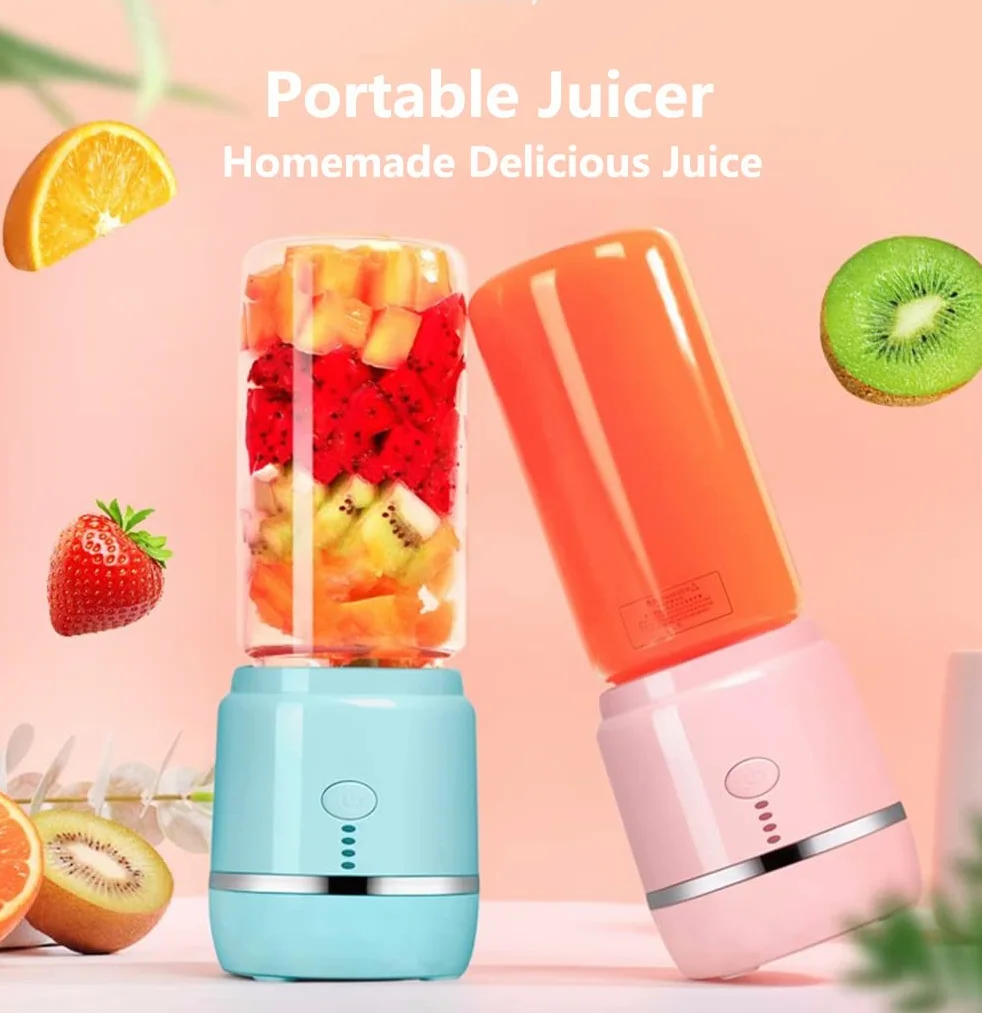 Licuadora portátil, 6 cuchillas de 400 ml, licuadora fresca, licuadora portátil, vidrio de borosilicato alto, potente mezclador de frutas, mezclador de suplementos de alimentos para bebés, para