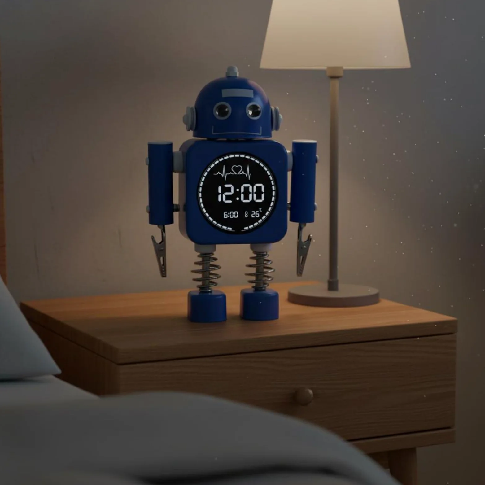 Reloj Despertador Infantil Reloj Digital Despertador de Mesa Reloj de Noche Reloj de Cabecera con Display y Luz de Fondo Integrada Diseño Alegre y, Azul Oscuro