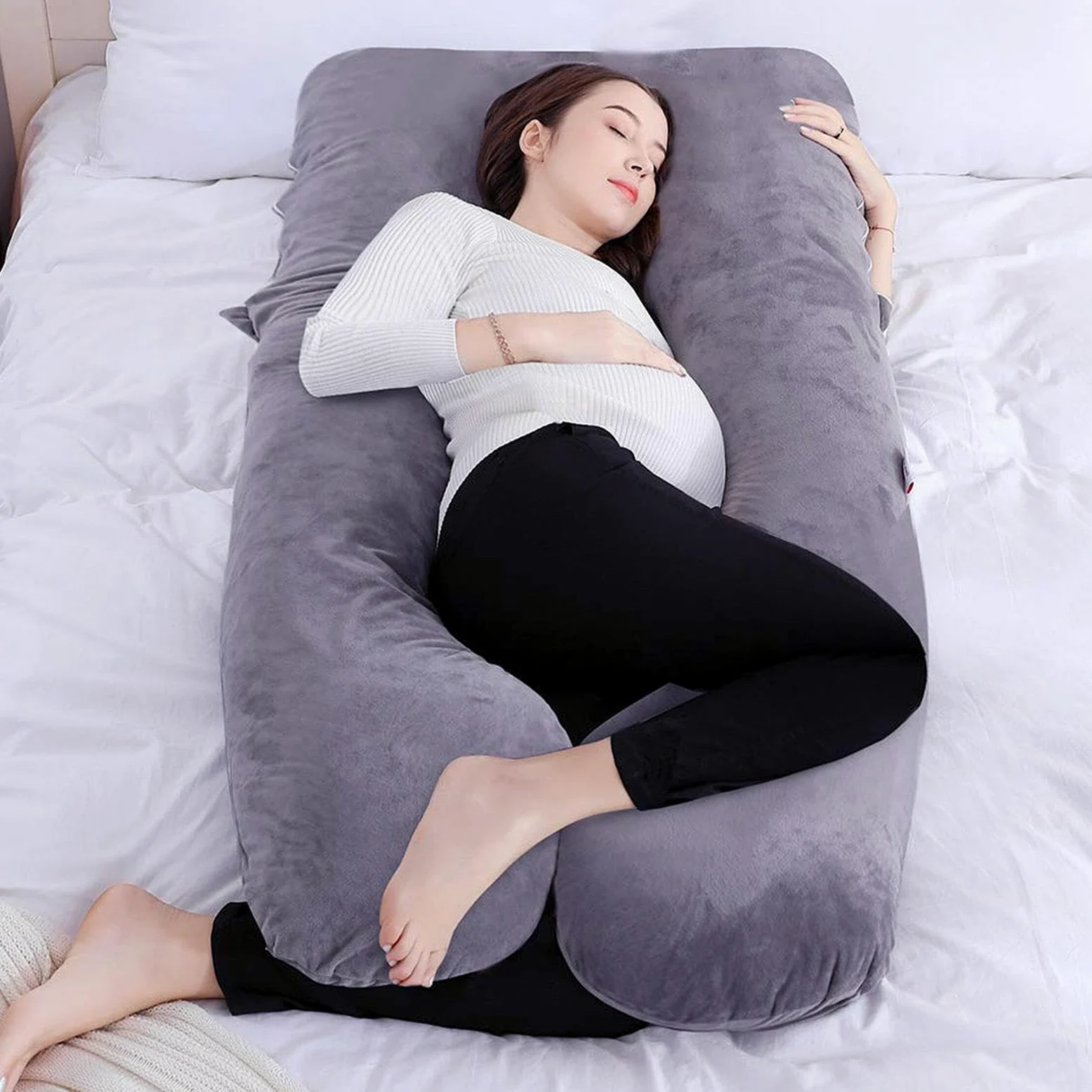 Almohada para Todo el Cuerpo - Almohada para el Cuerpo Auraform | Almohada de maternidad en forma de U para quienes duermen de lado | Almohada para dormir embarazada | Almohada flexible para
