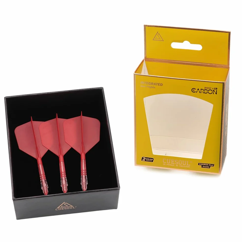 CUESUL Rost T19 Eje de dardo Integrado de Carbono y Vuelo de ala Grande, Conjunto de 3