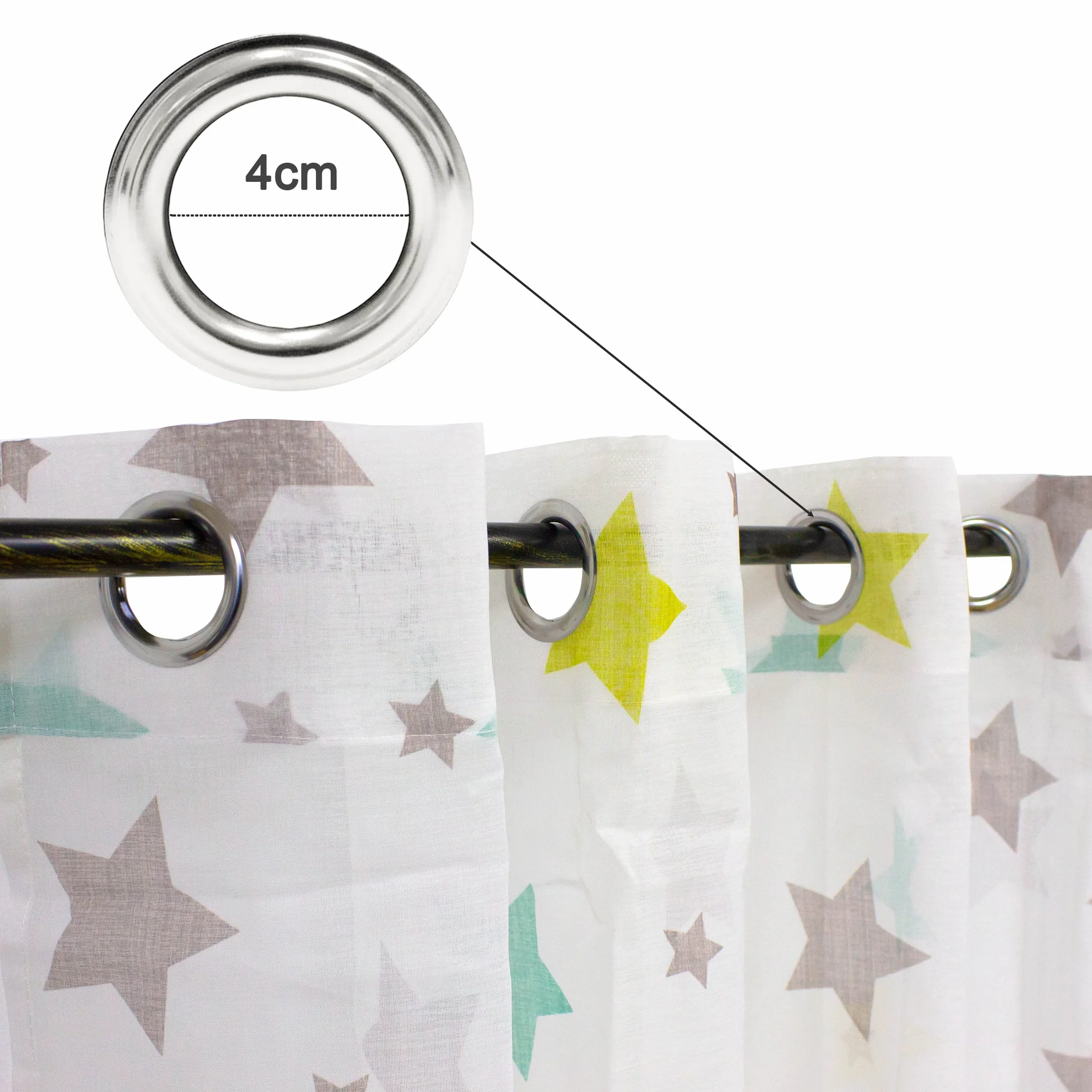 Cortinas Translúcidas Infantiles Niño 140x260cm 2 Paneles Estampado Estrellas Dalina Textil