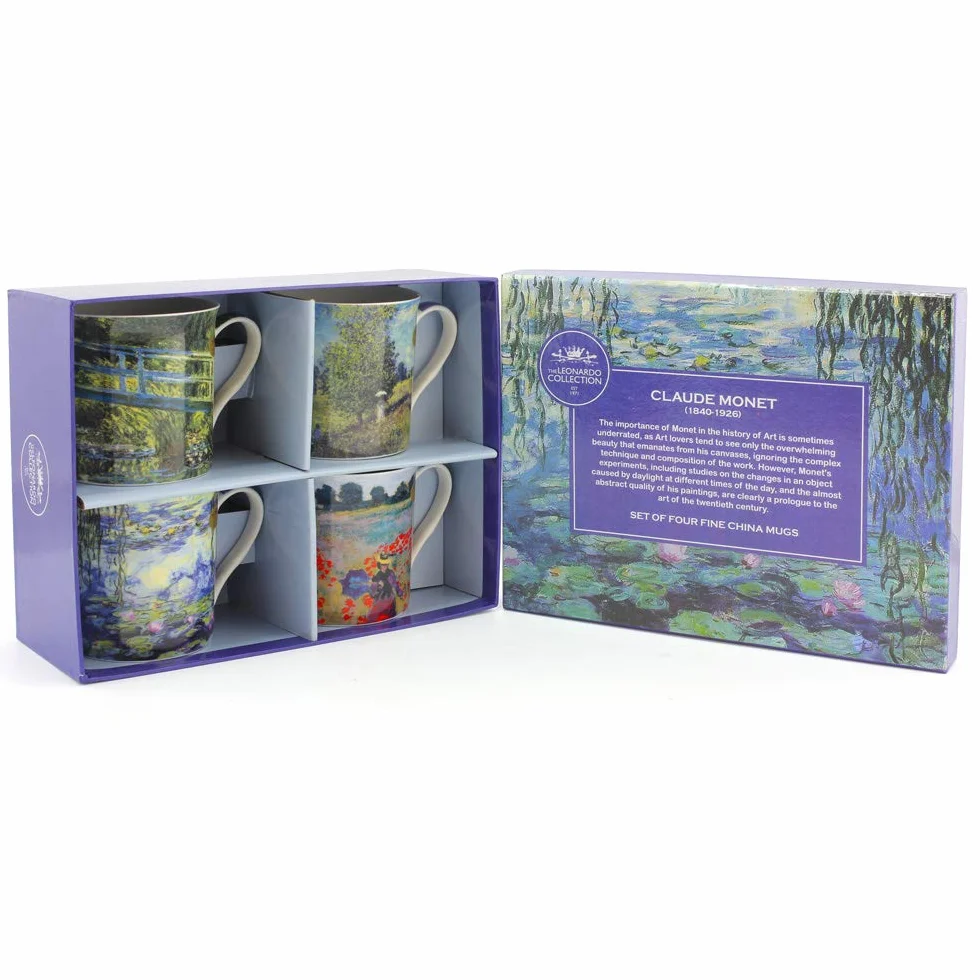 Lesser & Pavey LP93066A Monet - Tazas de Porcelana Fina, 4 Piezas, Multicolor, 12 x 8 x 9 cm, 300 ml