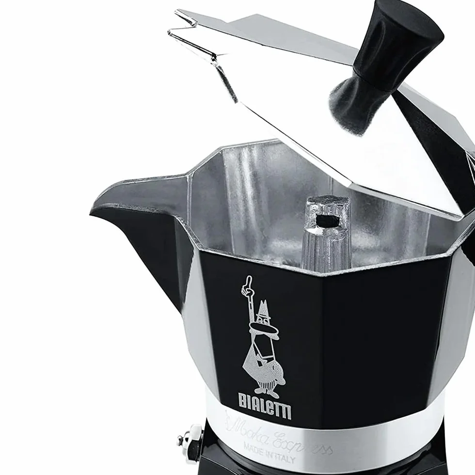Bialetti - Moka Color: icónica cafetera espresso para estufa, hace café italiano real, tazas Moka Pot 6 (250 ml), aluminio, Negro, 6 Tazas