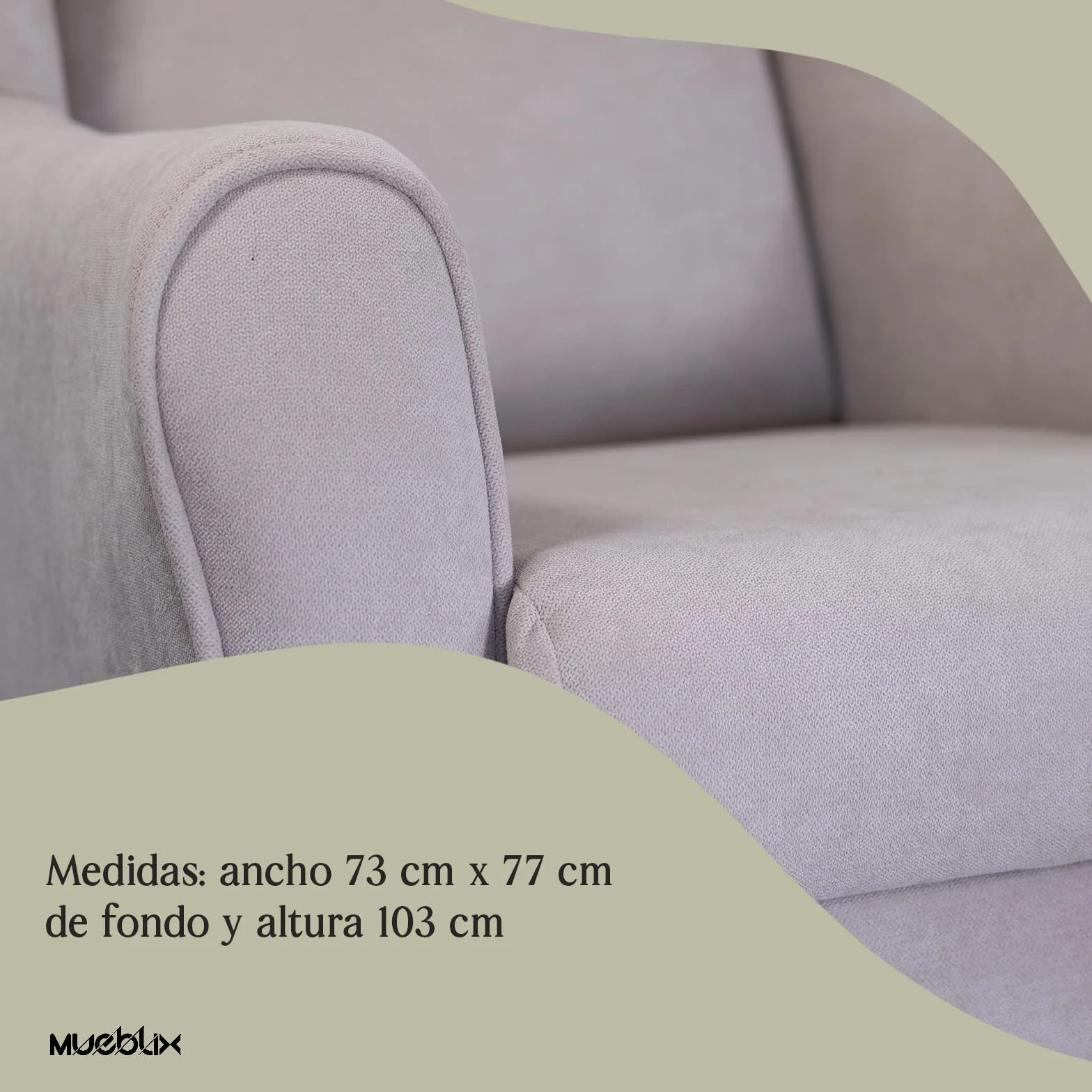 MUEBLIX.COM | Sillón Butaca Orejero Lisboa | Sofa con Orejas | Butacas de Salón Modernas | Butaca Confortable | Patas Enroscadas | No Montaje | Color Beige