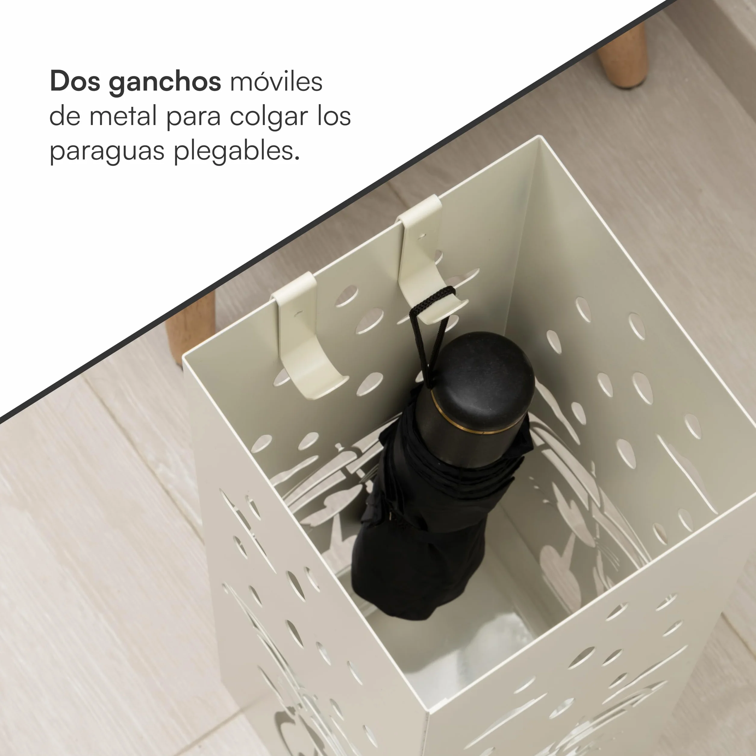 Baroni Home Paragüero Moderno Gato Tallado Lluvia 15,5x15x49 cm Blanco