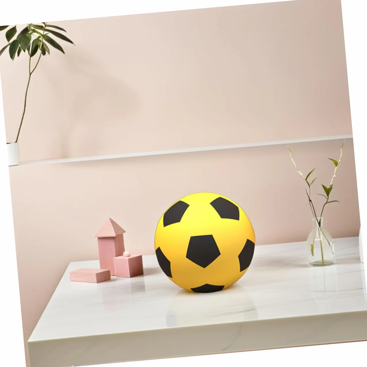 INOOMP Mini Pelota de PU Foaming Amarilla para Fútbol en Niños Interior Silencioso