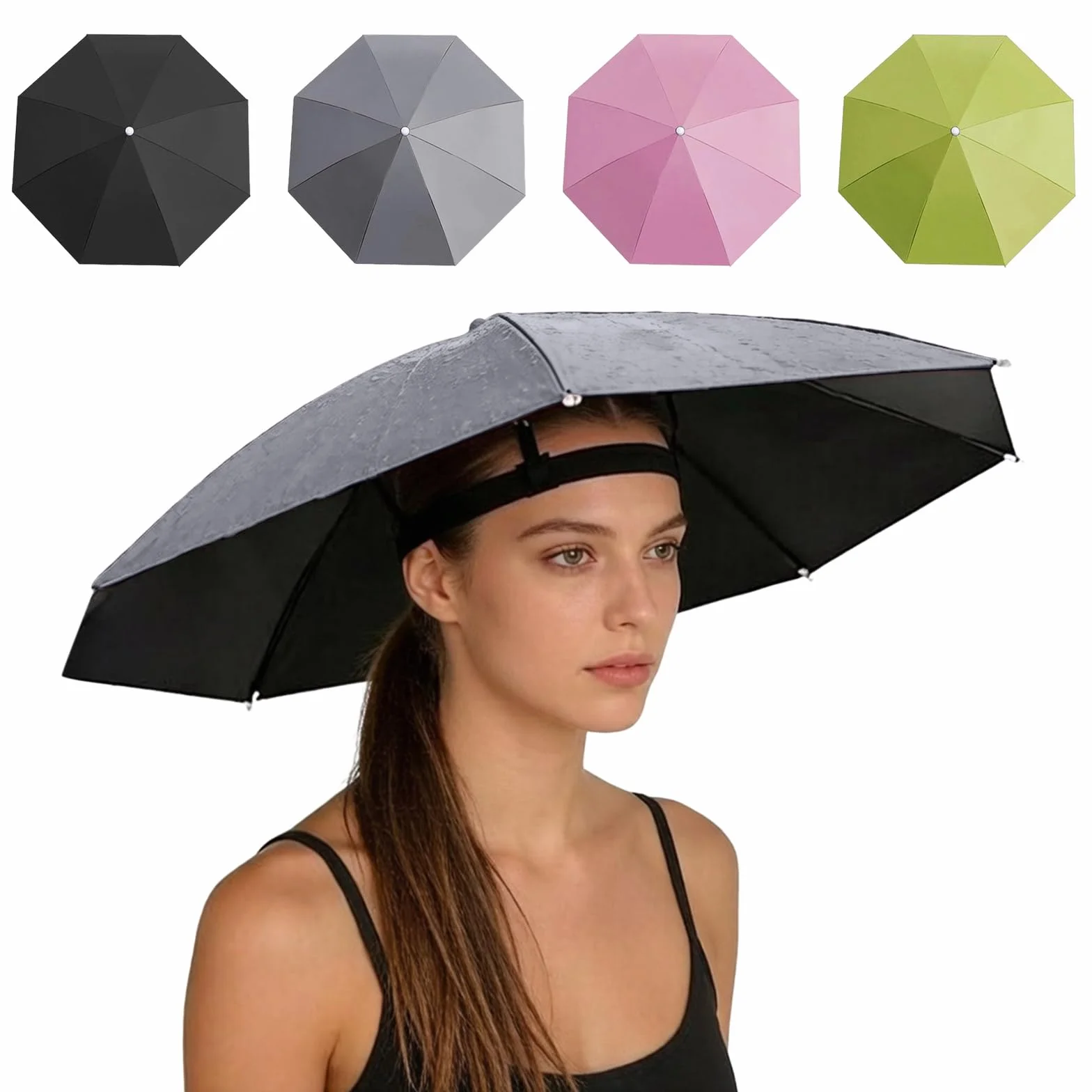 Paraguas de Cabeza 70 cm Sombrero de Pesca Plegable para Senderismo Camping