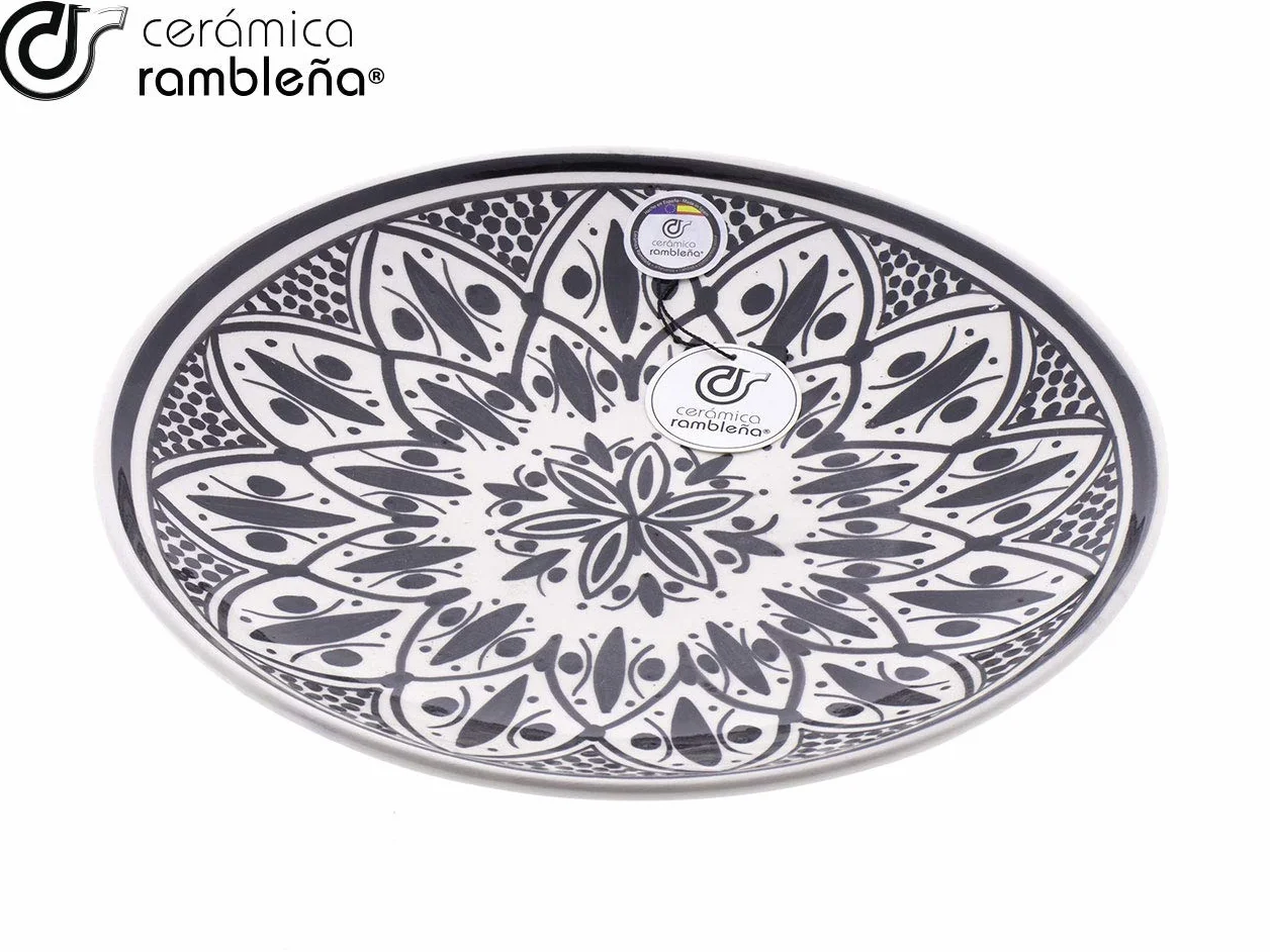 CERÁMICA RAMBLEÑA | Plato Decorativo para Colgar en Pared | Plato de cerámica | Plato decoración Mediterránea Modelo D35 | 100% Hecho a Mano | 27x27x3.5 cm