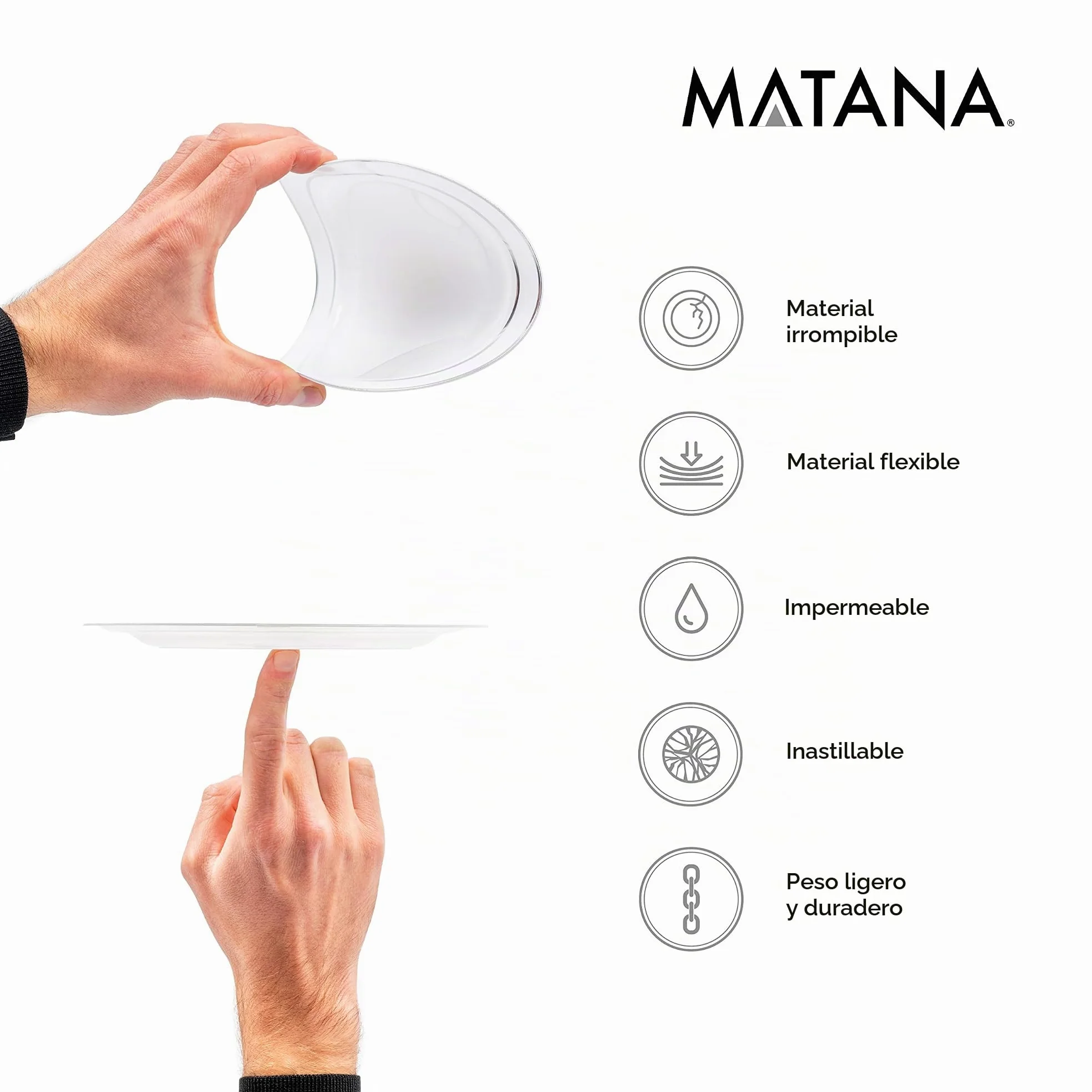 MATANA 150 Piezas Vajilla Reutilizable de Plástico Blanco y Plateado para 25 Personas - Platos Grandes, Platos de Postre, Vasos y Cubiertos Reutilizables - Bodas, Cumpleaños, Navidad y Fiestas