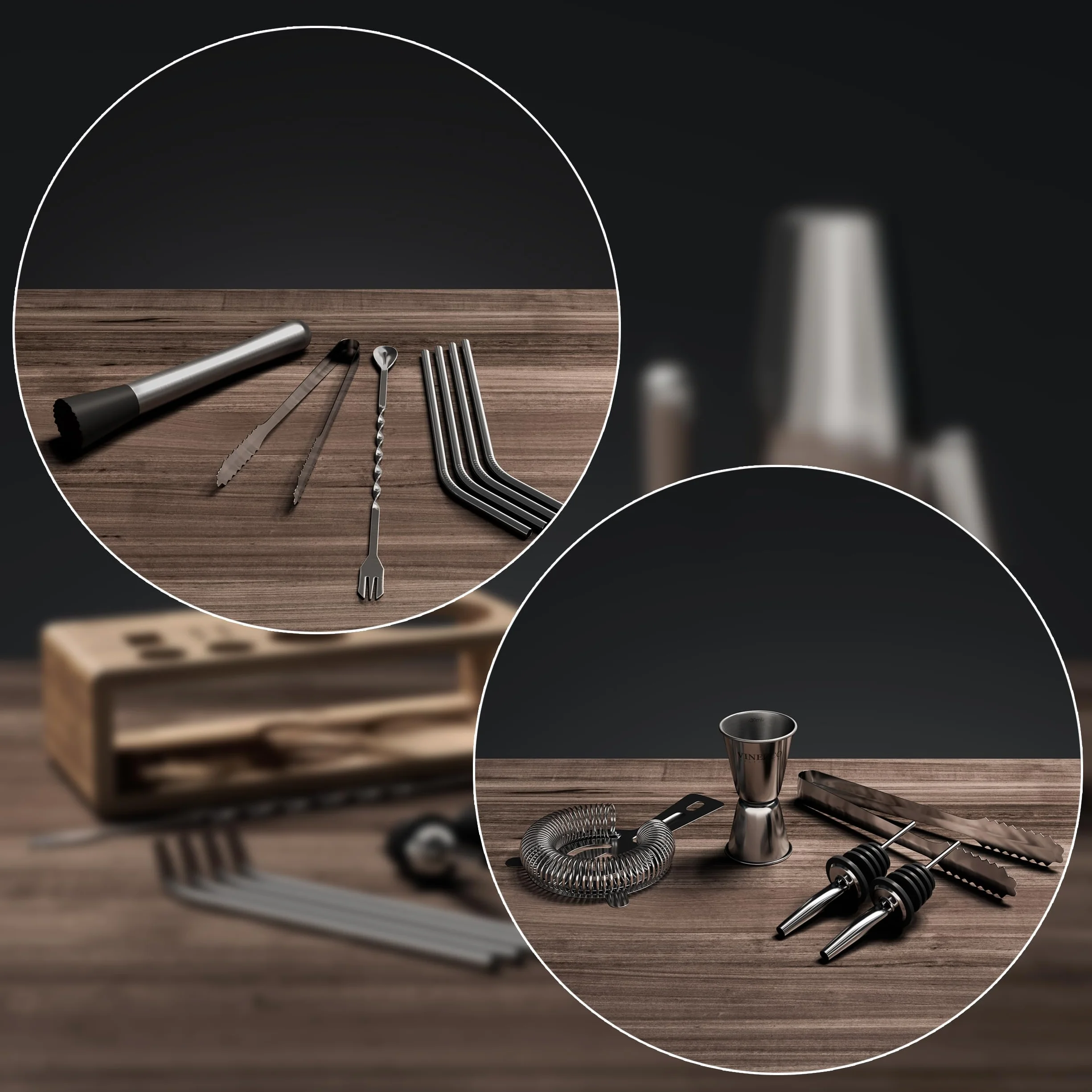 Coctelera Coctéles con Soporte Boston y Accesorios Profesional + Cóctel Recetas: Juego Coctelería de Calidad | Cocktail Shaker Set Fiesta Bar Kit: Martini Gin Tonic Mojito, Caja Regalo Mujer Hombre