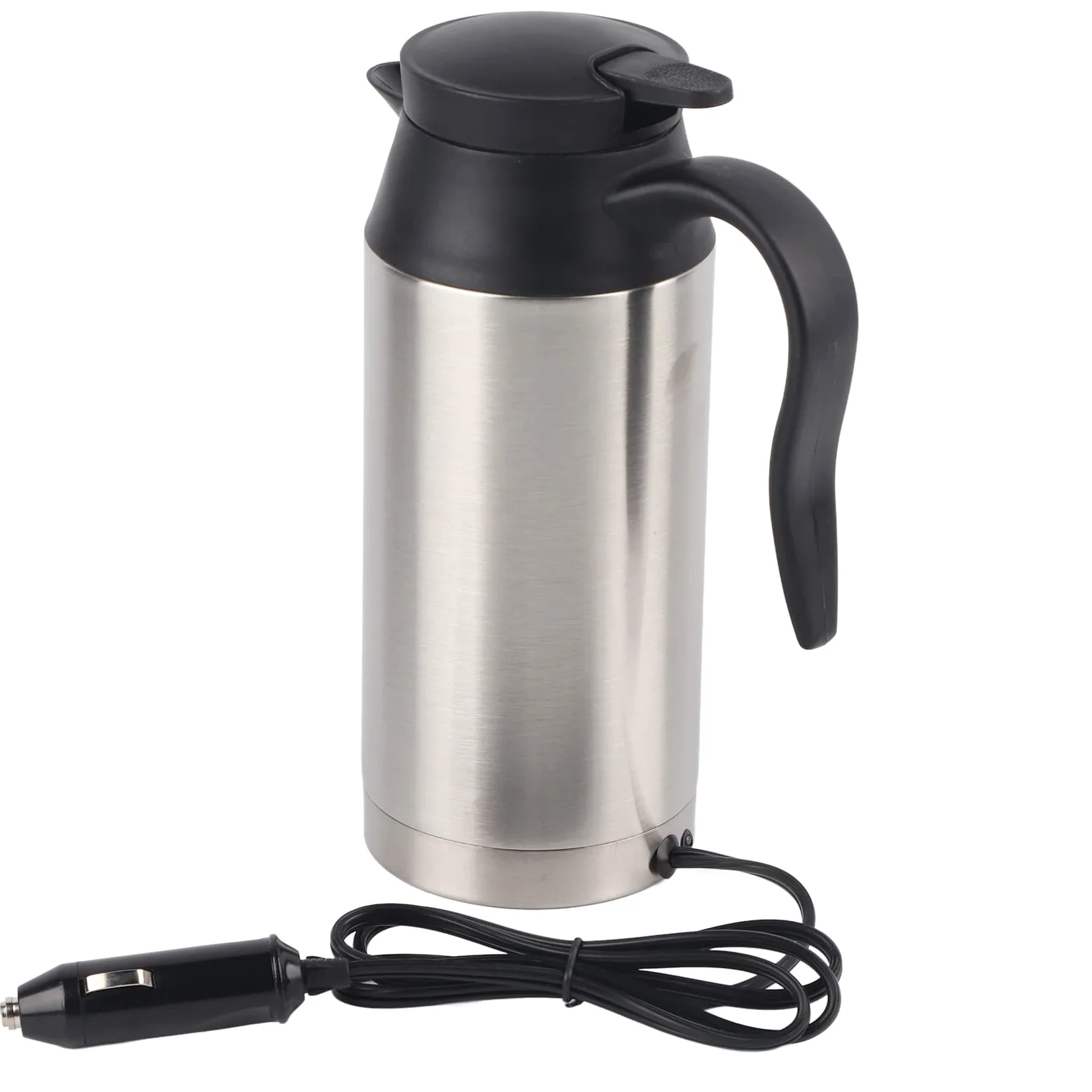 Termo eléctrico con calefacción para Coche de 12 V y 750 ml, Taza de Viaje portátil de Acero Inoxidable para café y té, para Viajes, Bebidas Calientes para Llevar