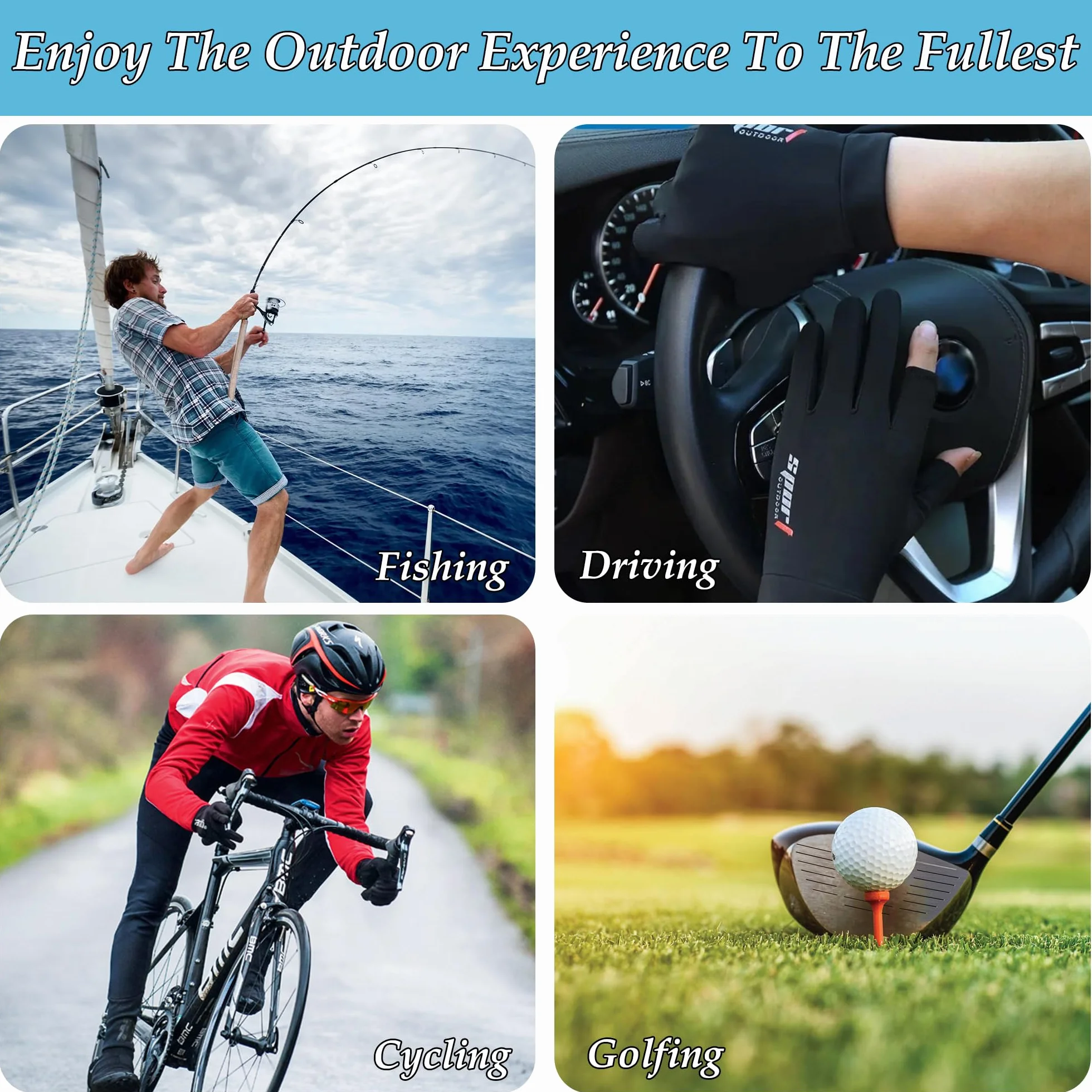 CHENNAN Guantes Antideslizantes de Protección Solar para Exteriores Transpirables para Pesca en Hielo para Hombre y Mujer