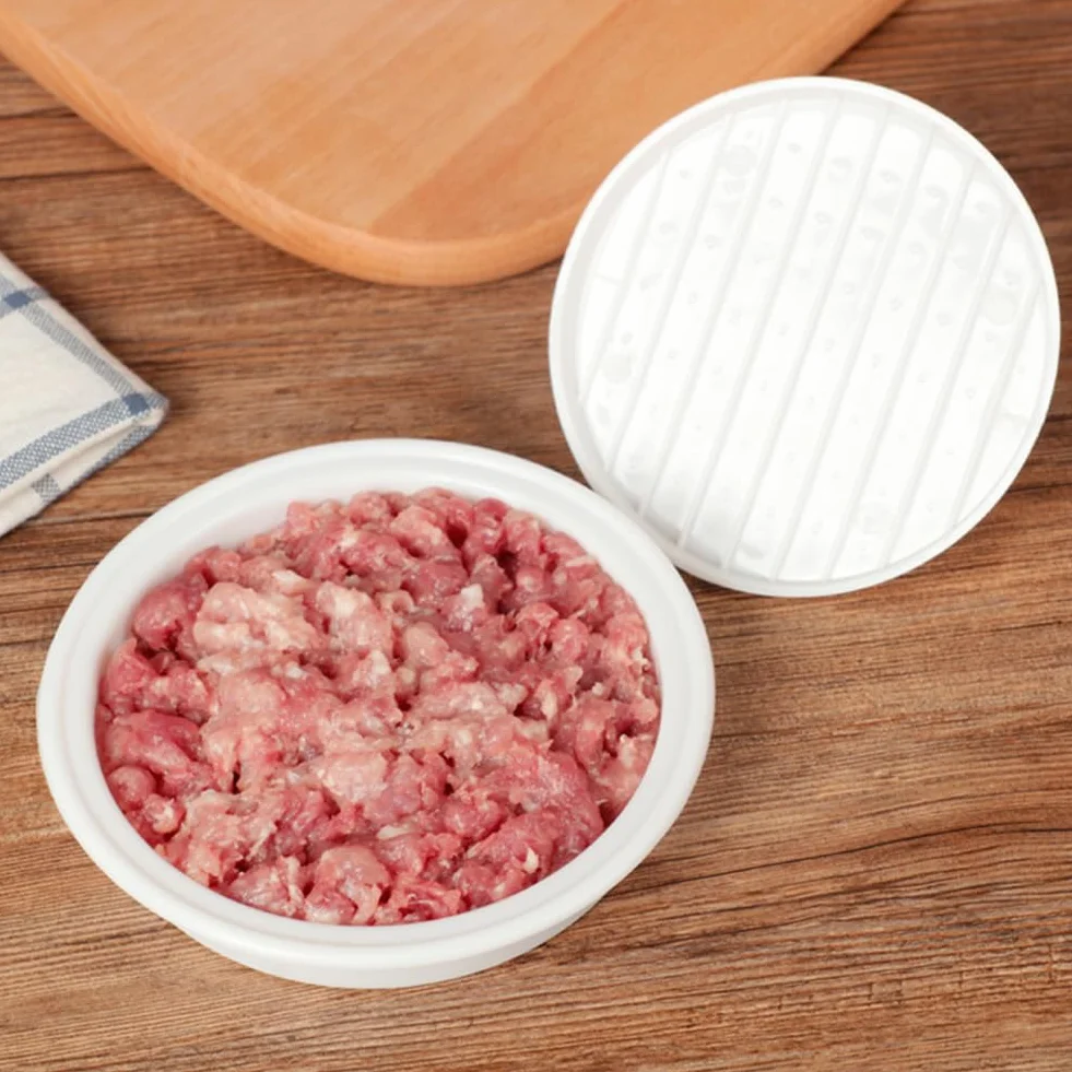 Molde redondo para hacer hamburguesas y barbacoa, de plástico, molde para hacer pastel de carne, moldes para hamburguesas y prensa para hamburguesas, duradero, fácil de limpiar, mu