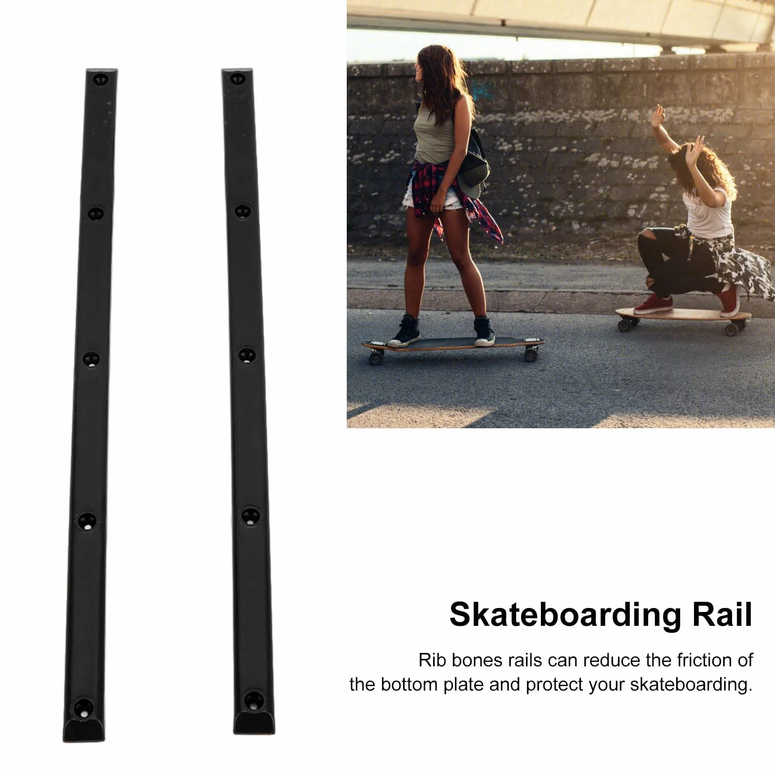 Dilwe Rieles para Huesos de Costilla, Protección para Longboard Pom, 35,7 Pulgadas