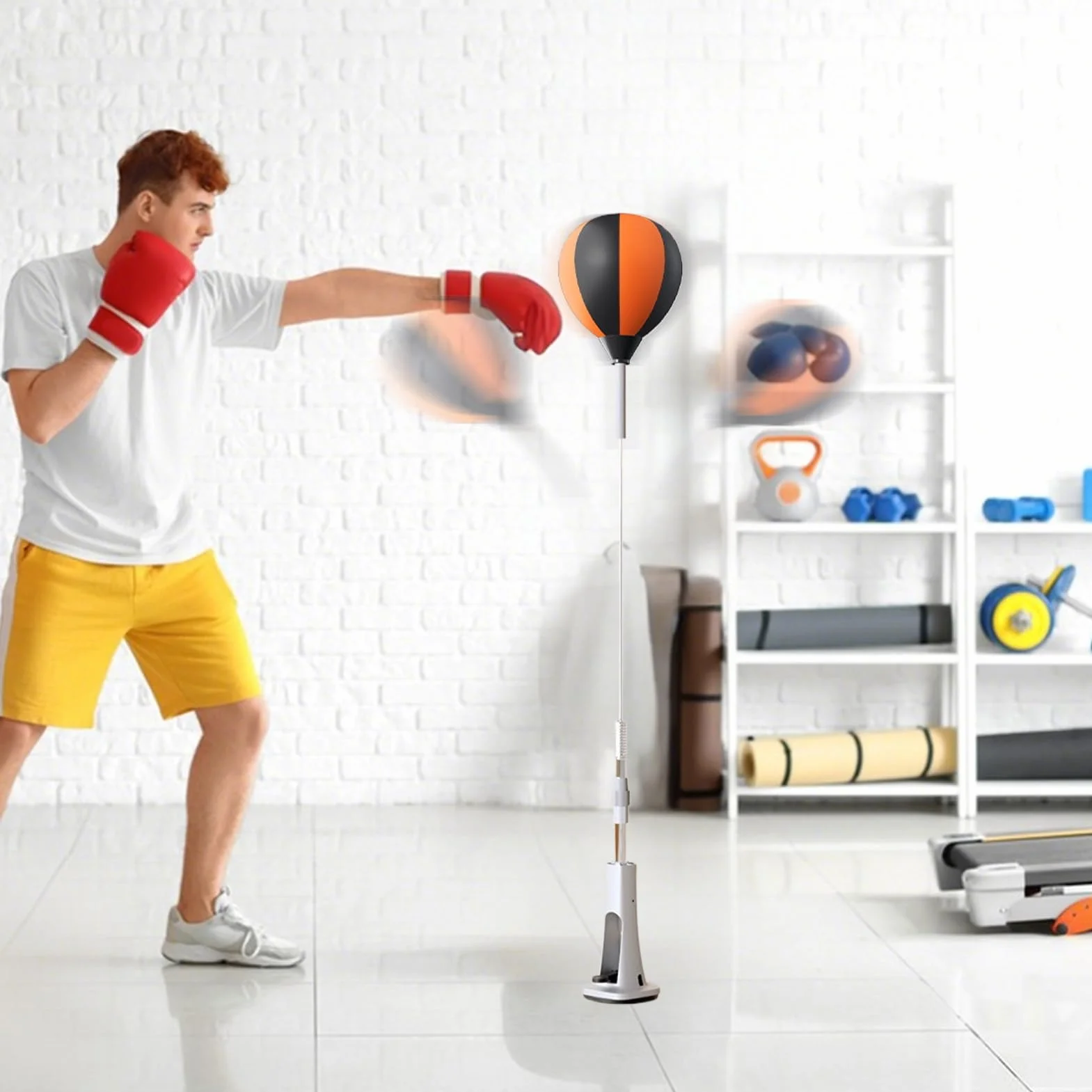 Saco de boxeo de pie para adultos ajustable, kit de entrenamiento de coordinación ojo-mano
