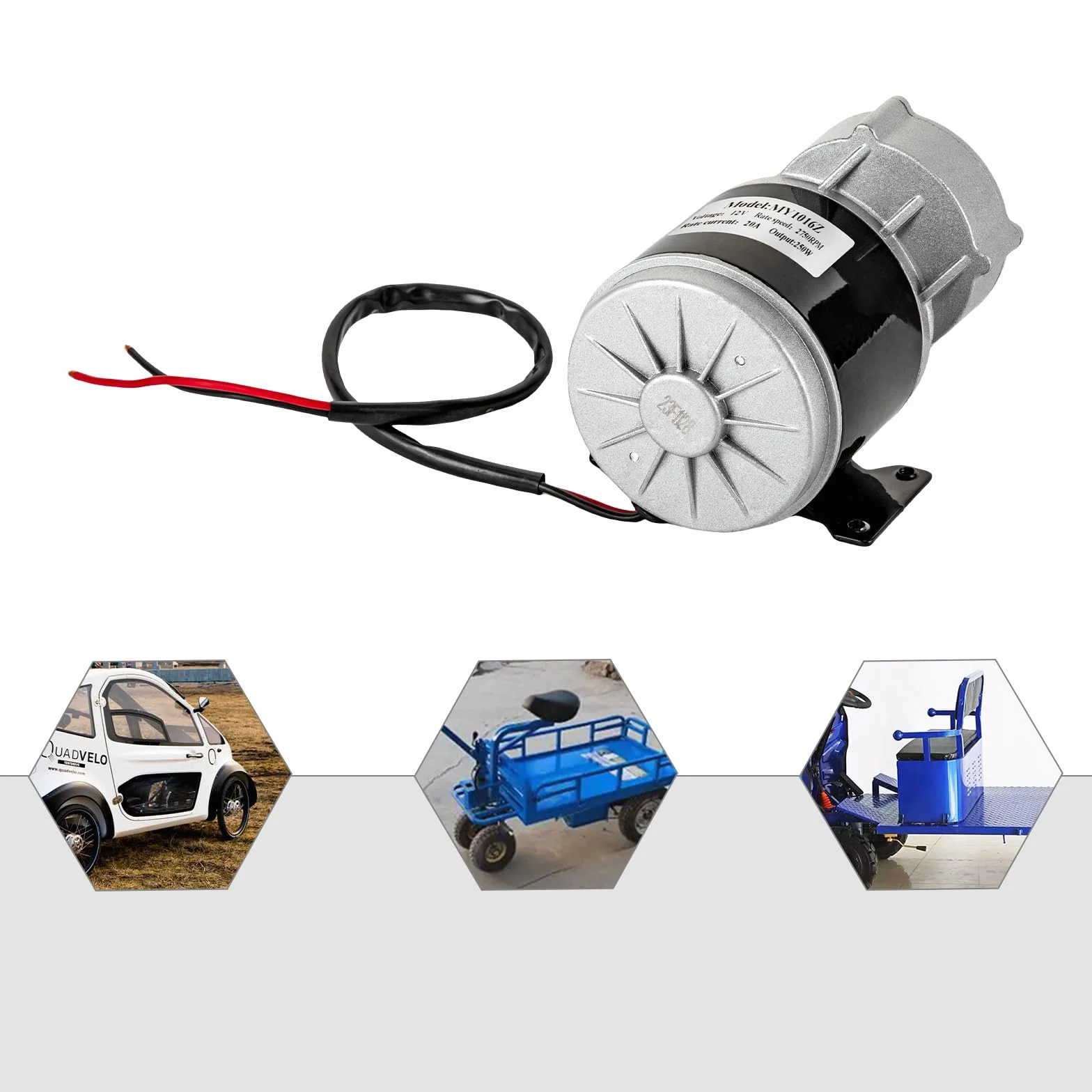 Motor de Corriente Continua Cepillado 12V Motor Eléctrico de Engranaje para Bicicleta Kart