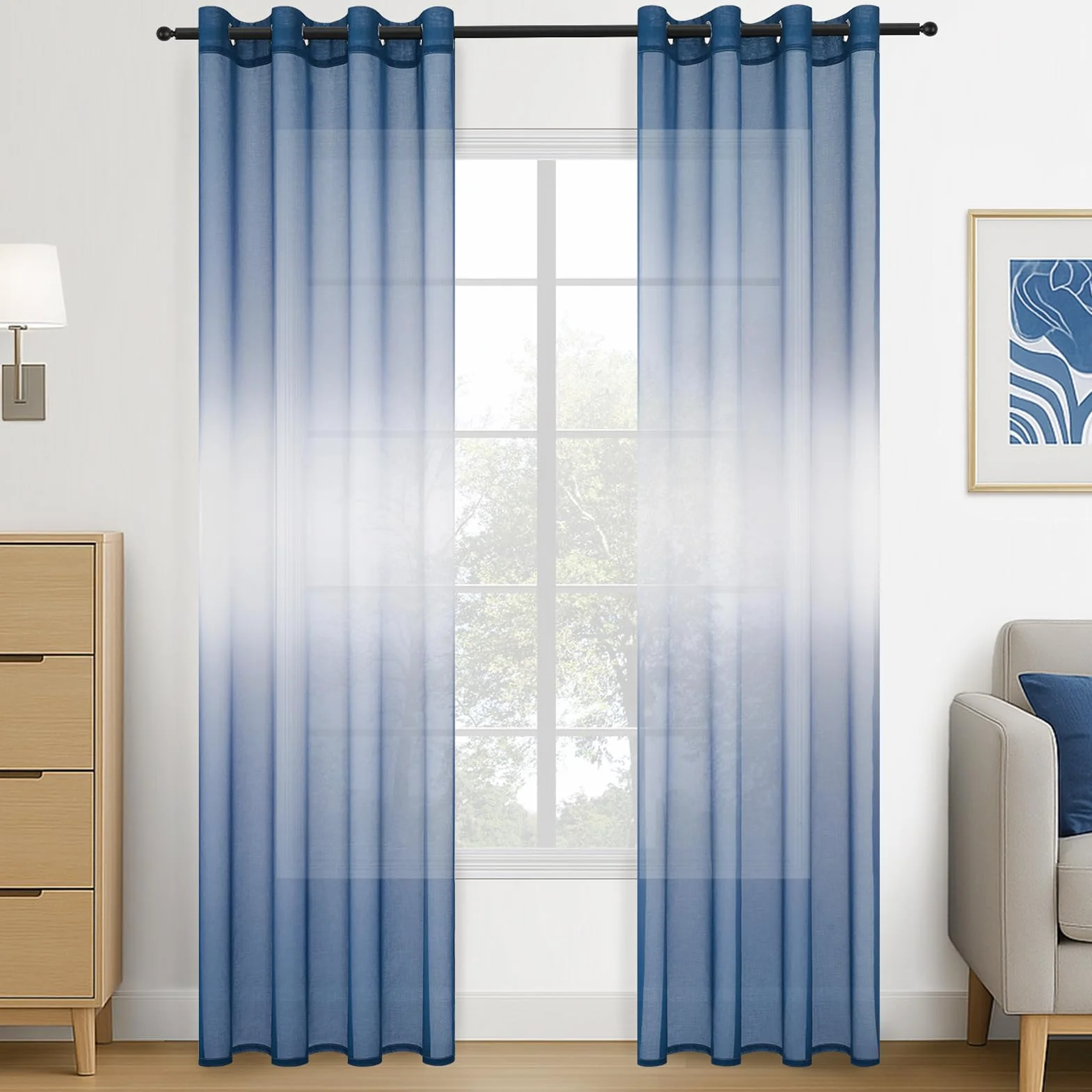 Topfinel Cortinas Cocina Cortas 2 Piezas para Ventanas Visillos,Gradiente Cortinas Habitacion Translucidas,Cortinas Turquesa para Salon Modernas Decoracion Dormitorio 140x260cm