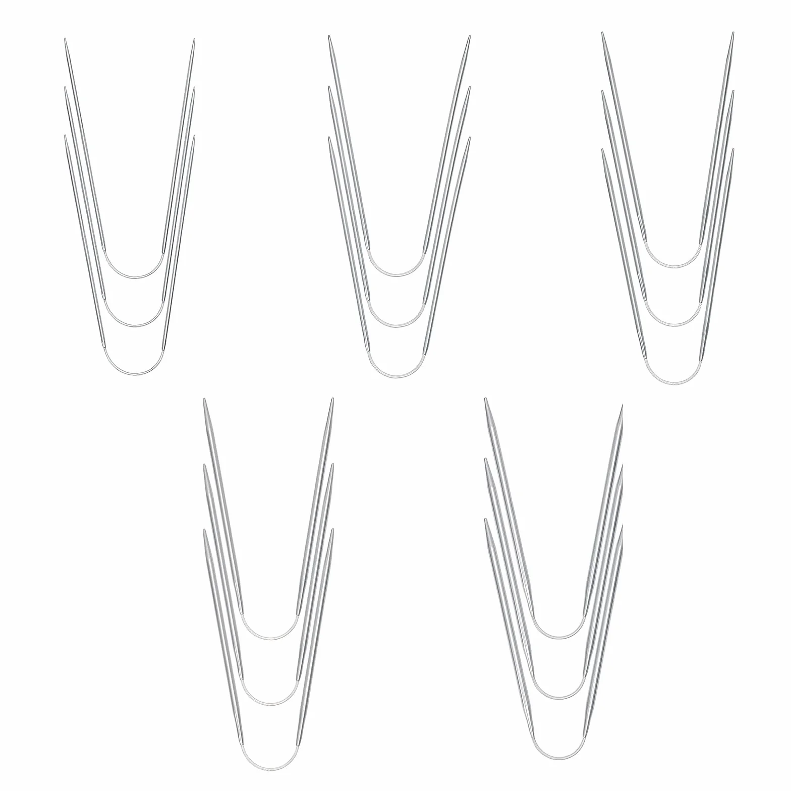 15 Piezas Agujas de Tejer Circulares Acero Inoxidable, 2 mm/2,5 mm/3 mm/3,5 mm/4 mm Juego de Agujas de Tejer Punto para Principiantes Aguja de Hilo para Sombreros Calcetines Bufandas Sombreros Tejido