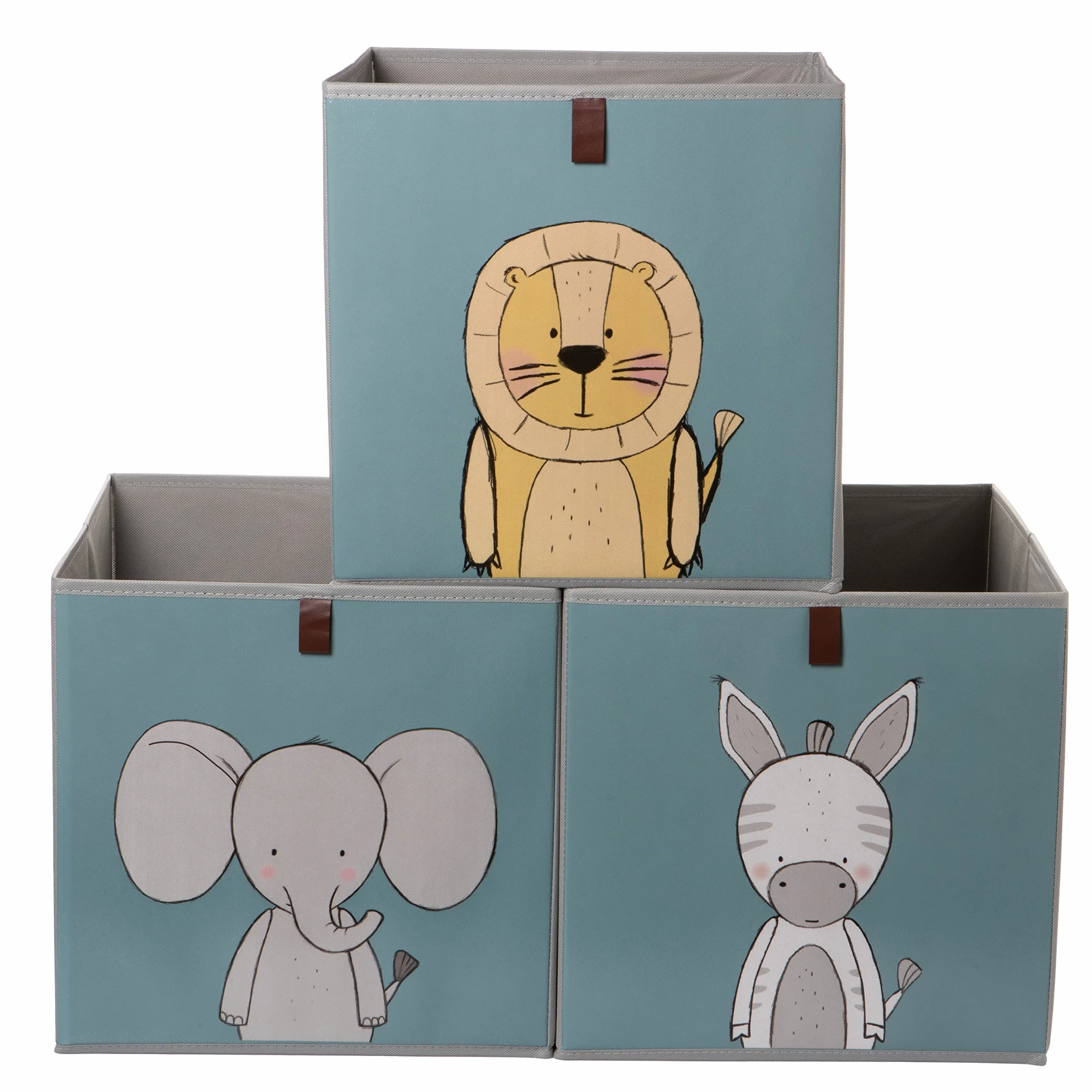 2friends Kallax Boxen, Juego de 3 cajas de almacenamiento para estante, 33x33x33 cm, azul, lavable