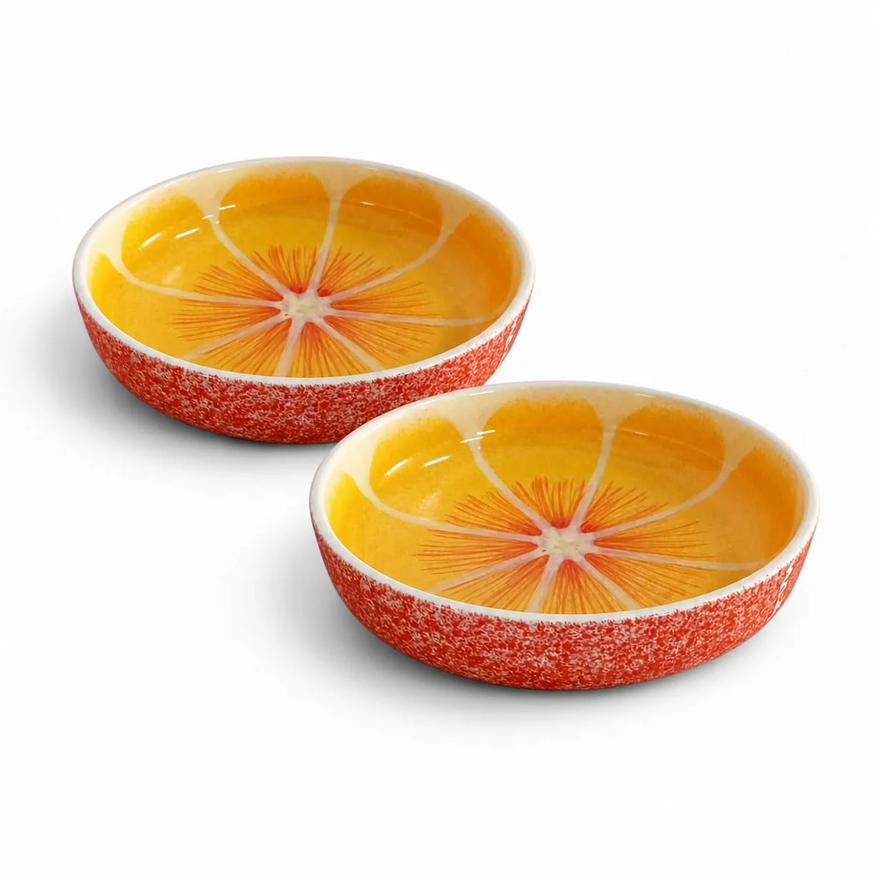 Ensaladera Naranja cerámica pack de 2, bowls grandes 28 cm para ensaladas, fruta y mesa mediterránea